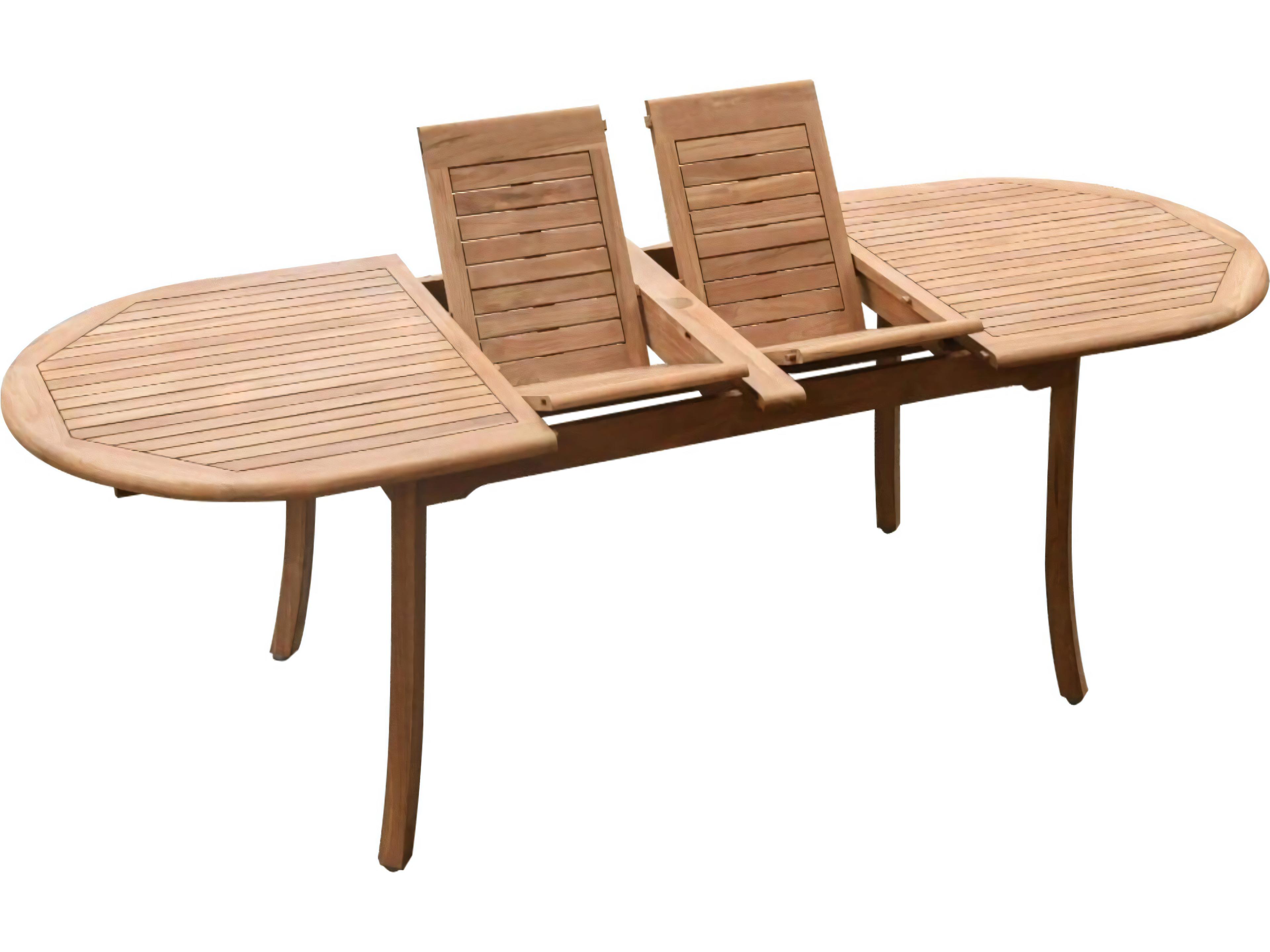 Teak Smith 117" Double Extension Oval Dining Table with Umbrella Hole