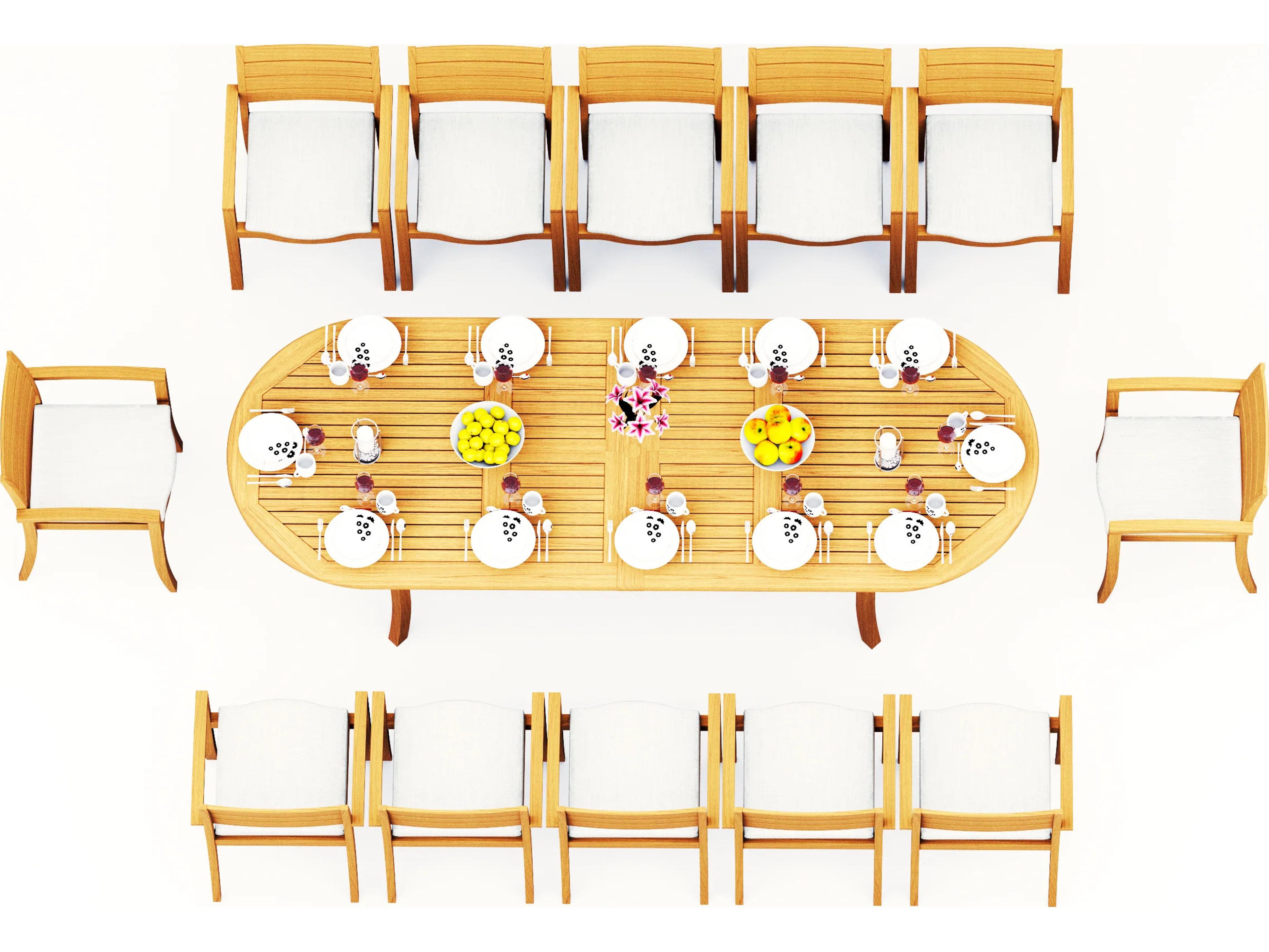 Teak Smith 13 Pieces 117" Large Double Oval Dining Set