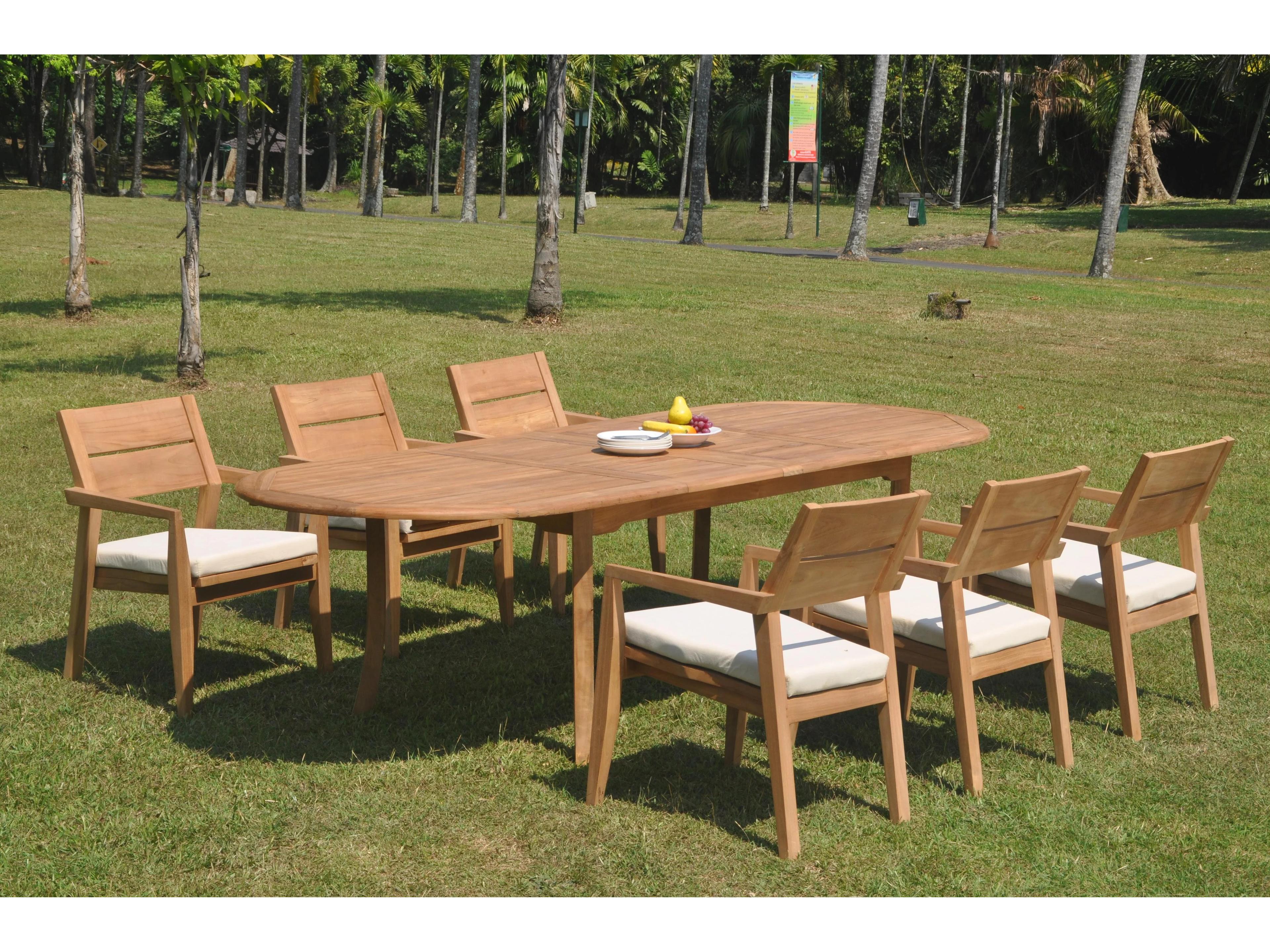 Teak Smith 6 Pieces 117" Large Double Oval Dining Set