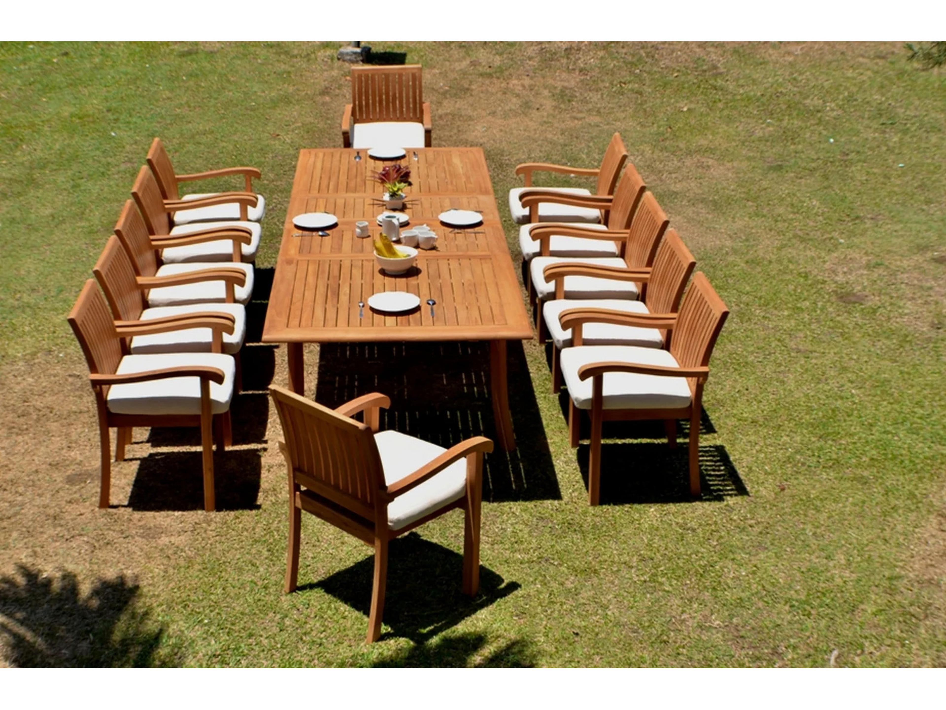 Teak Smith 13 Pieces 117" Double Extension Rectangular Dining Set