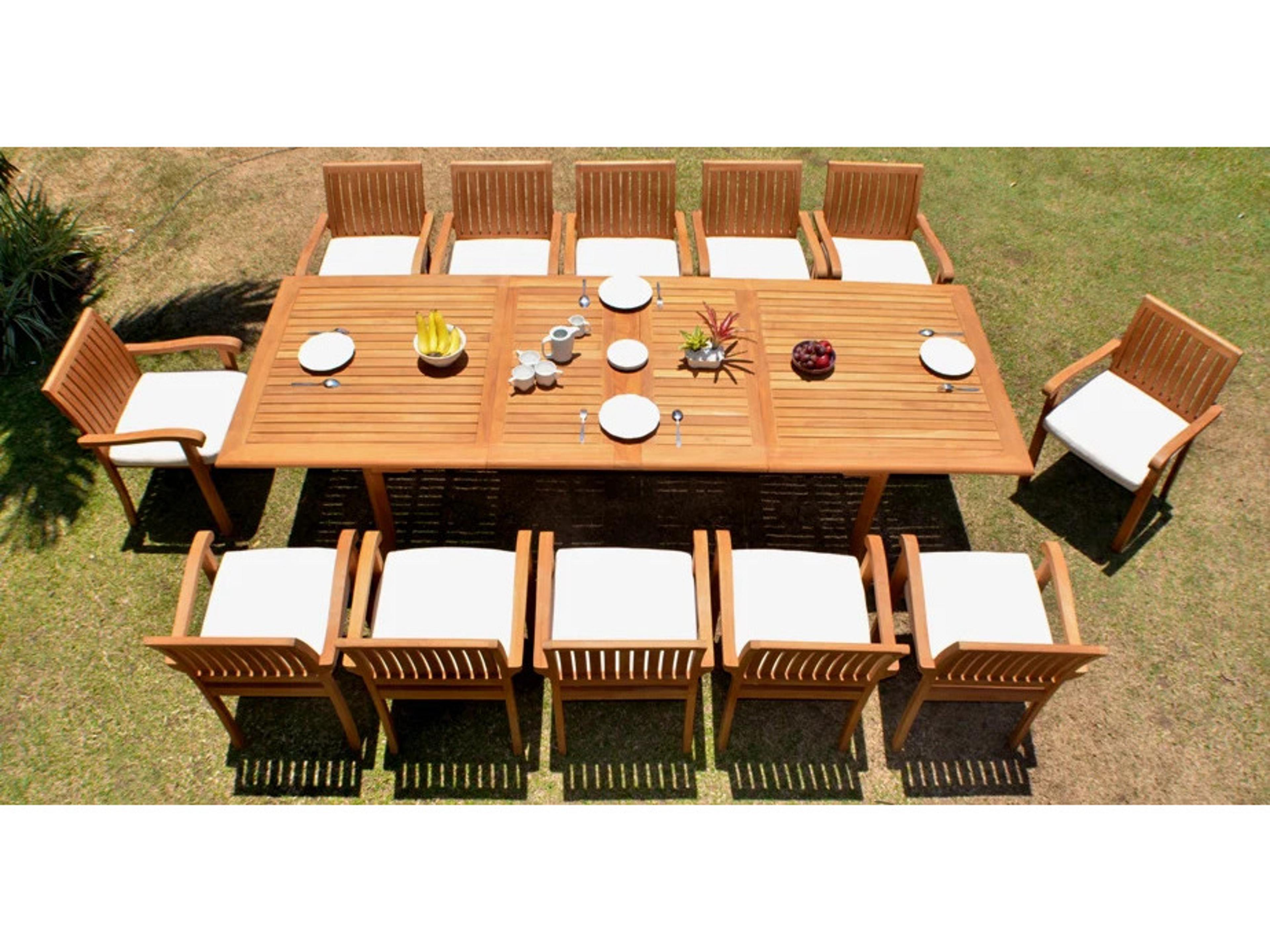 Teak Smith 13 Pieces 117" Double Extension Rectangular Dining Set