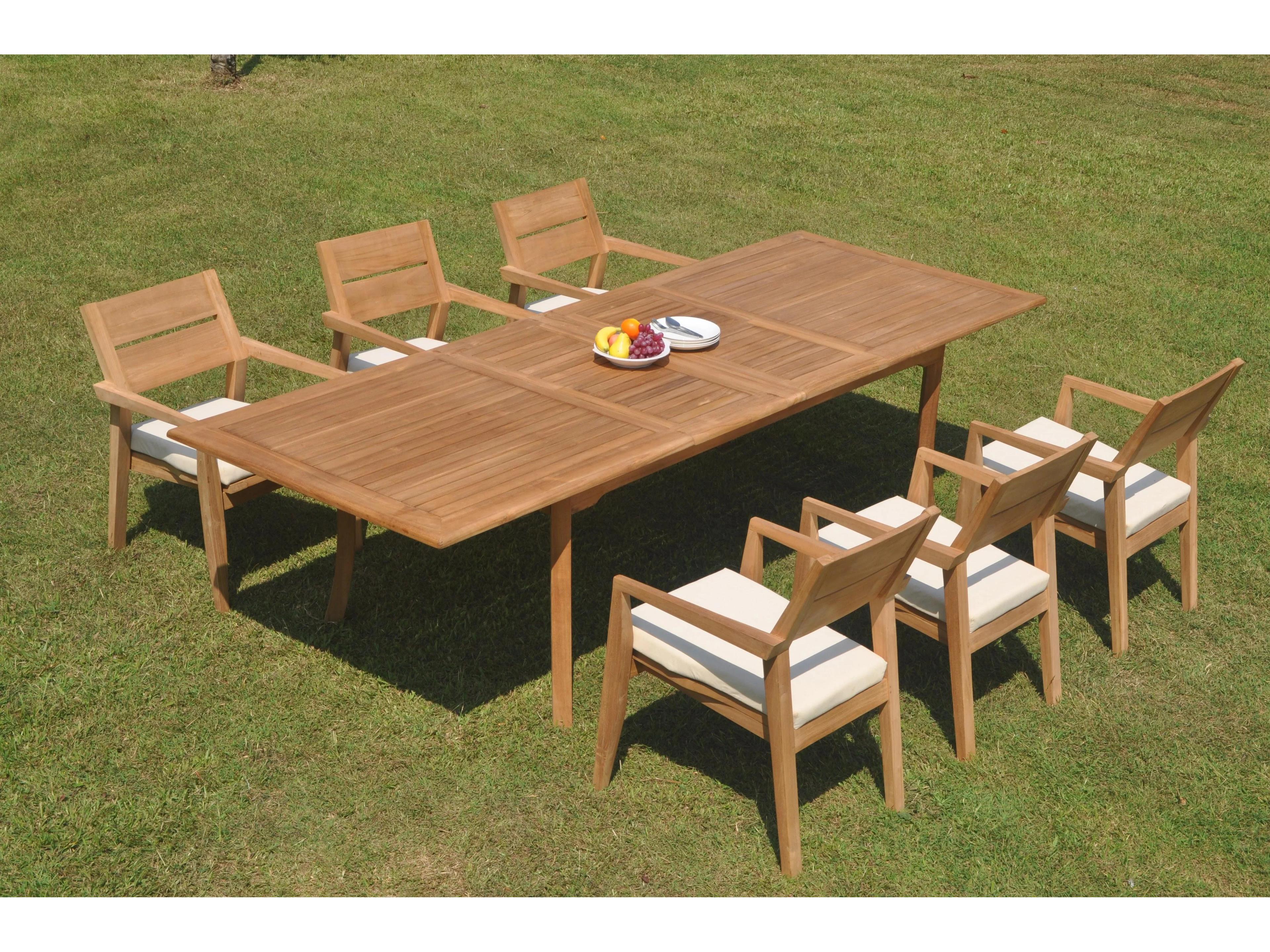 Teak Smith 7 Pieces 117" Double Extension Rectangular Dining Set