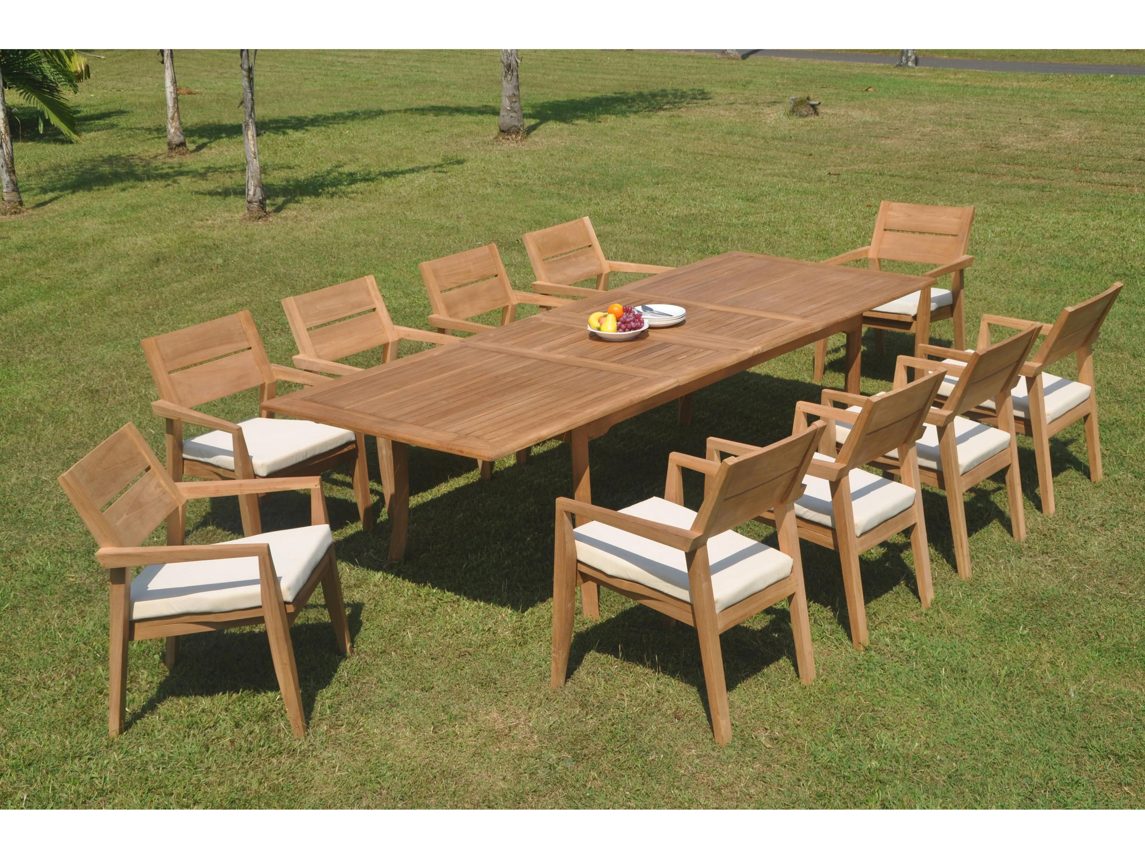 Teak Smith 11 Pieces 117" Double Extension Rectangular Dining Set