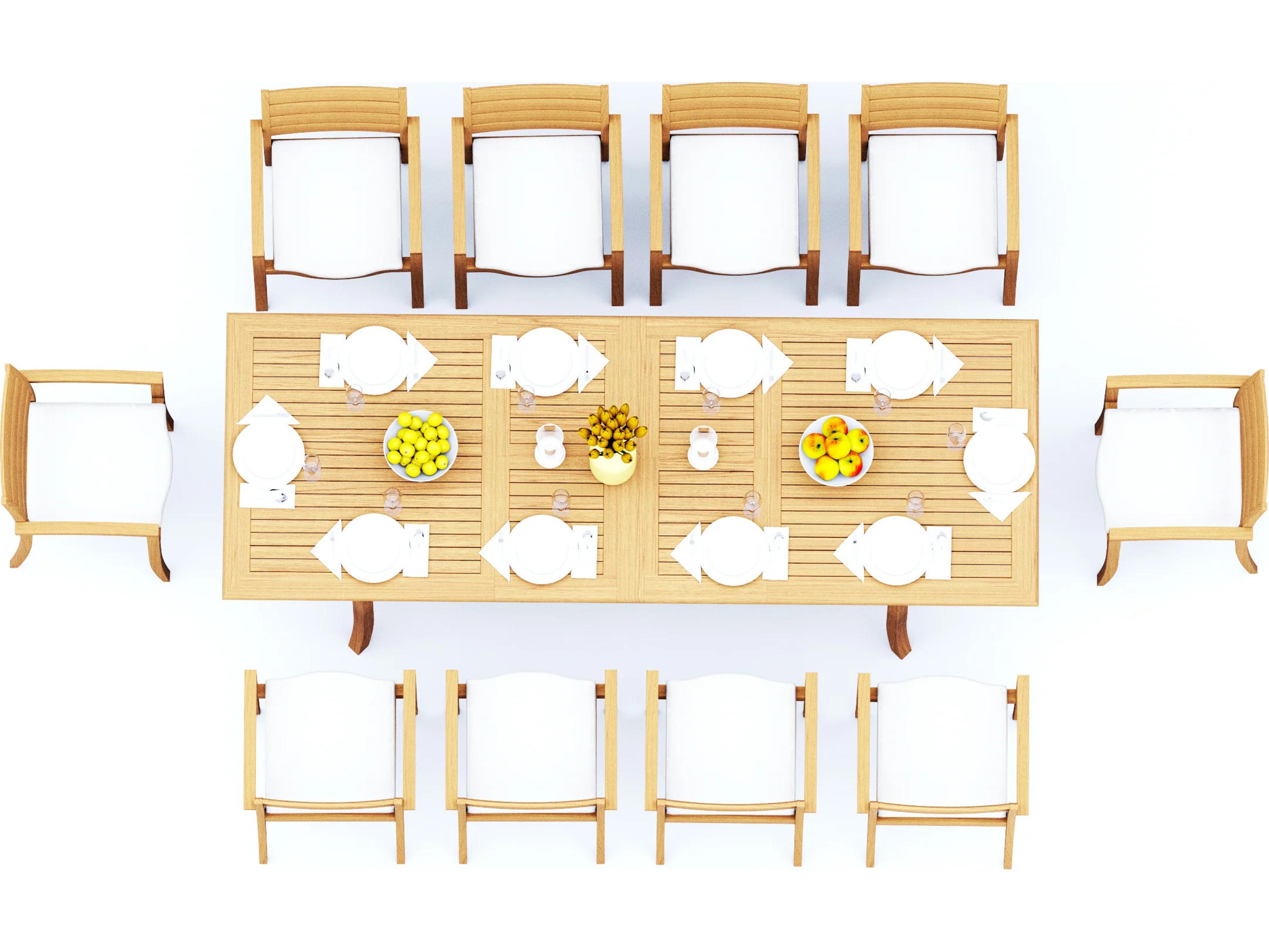 Teak Smith 10 Pieces 117" Double Extension Rectangular Dining Set