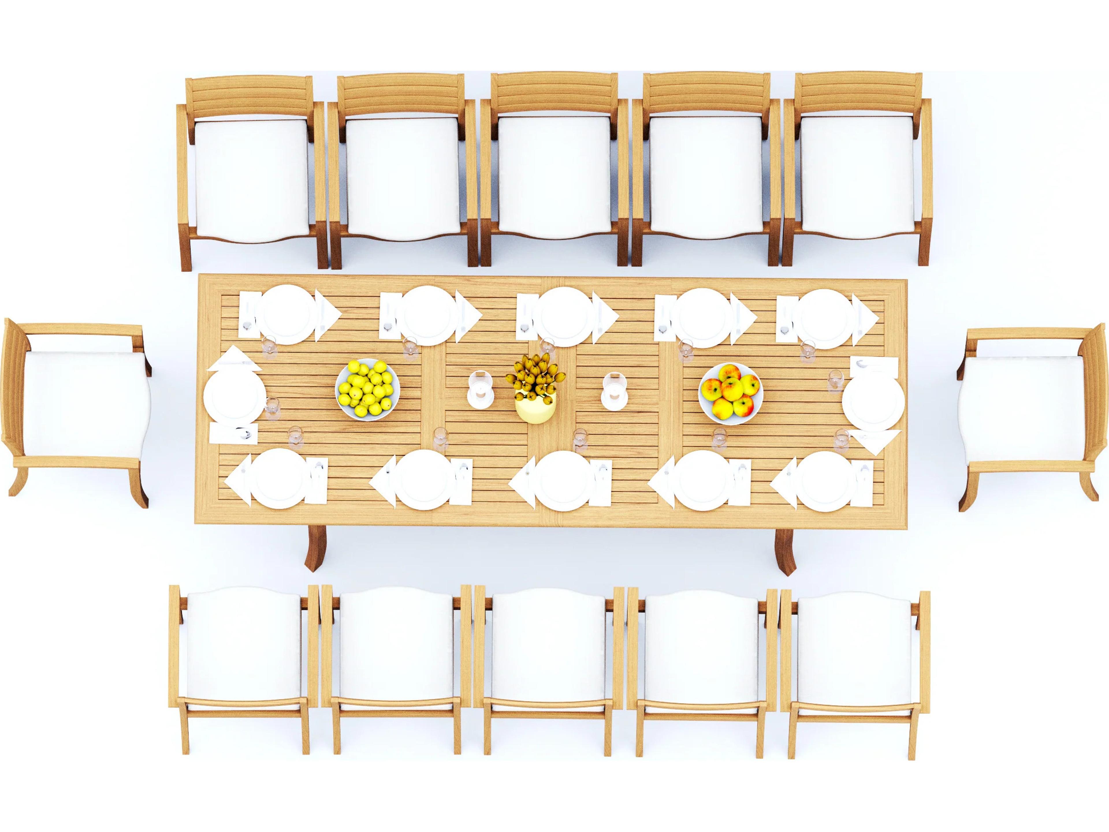 Teak Smith 13 Pieces 117" Double Extension Rectangular Dining Set