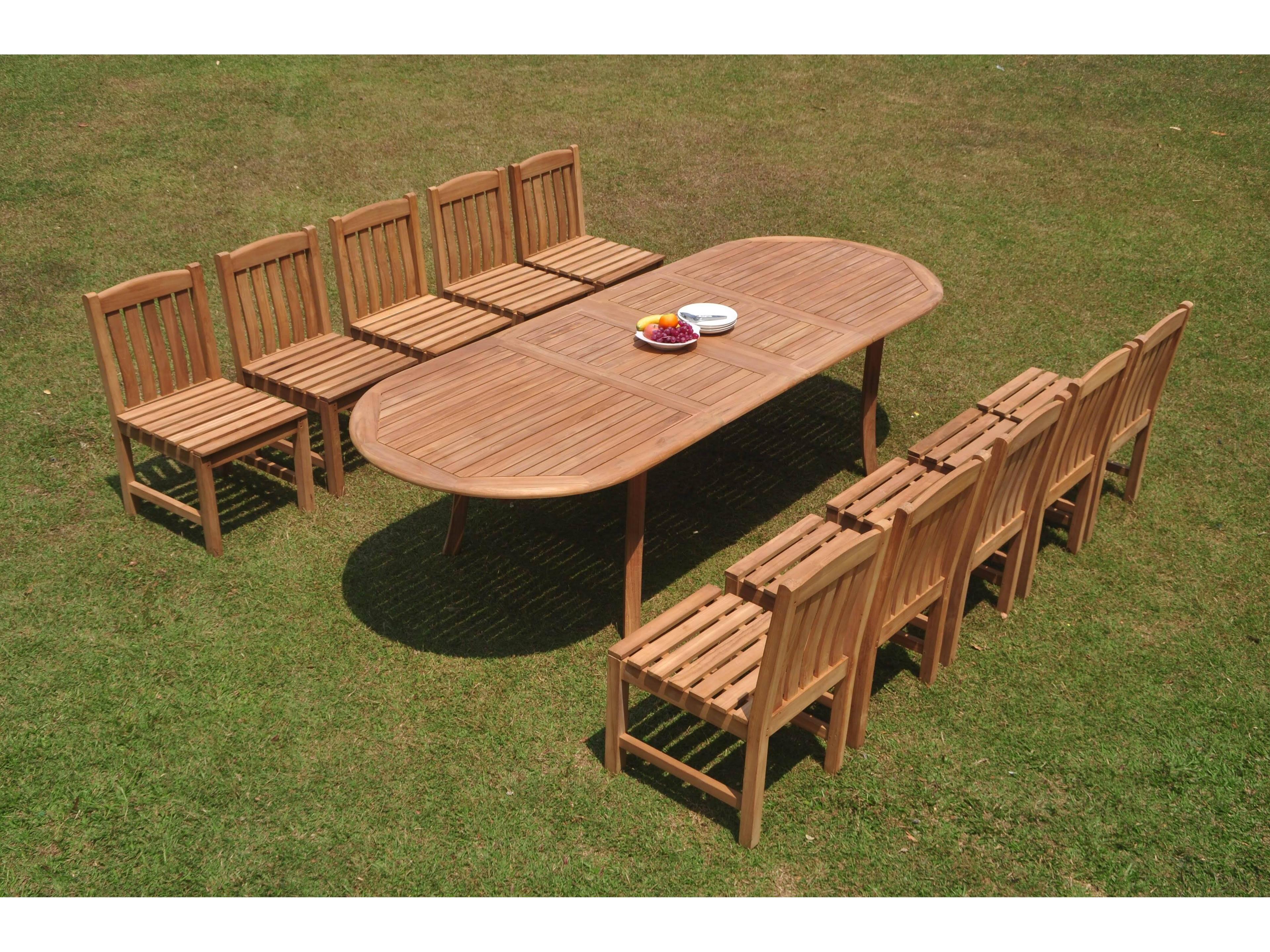 Teak Smith 11 Pieces 117" Large Double Oval Dining Set