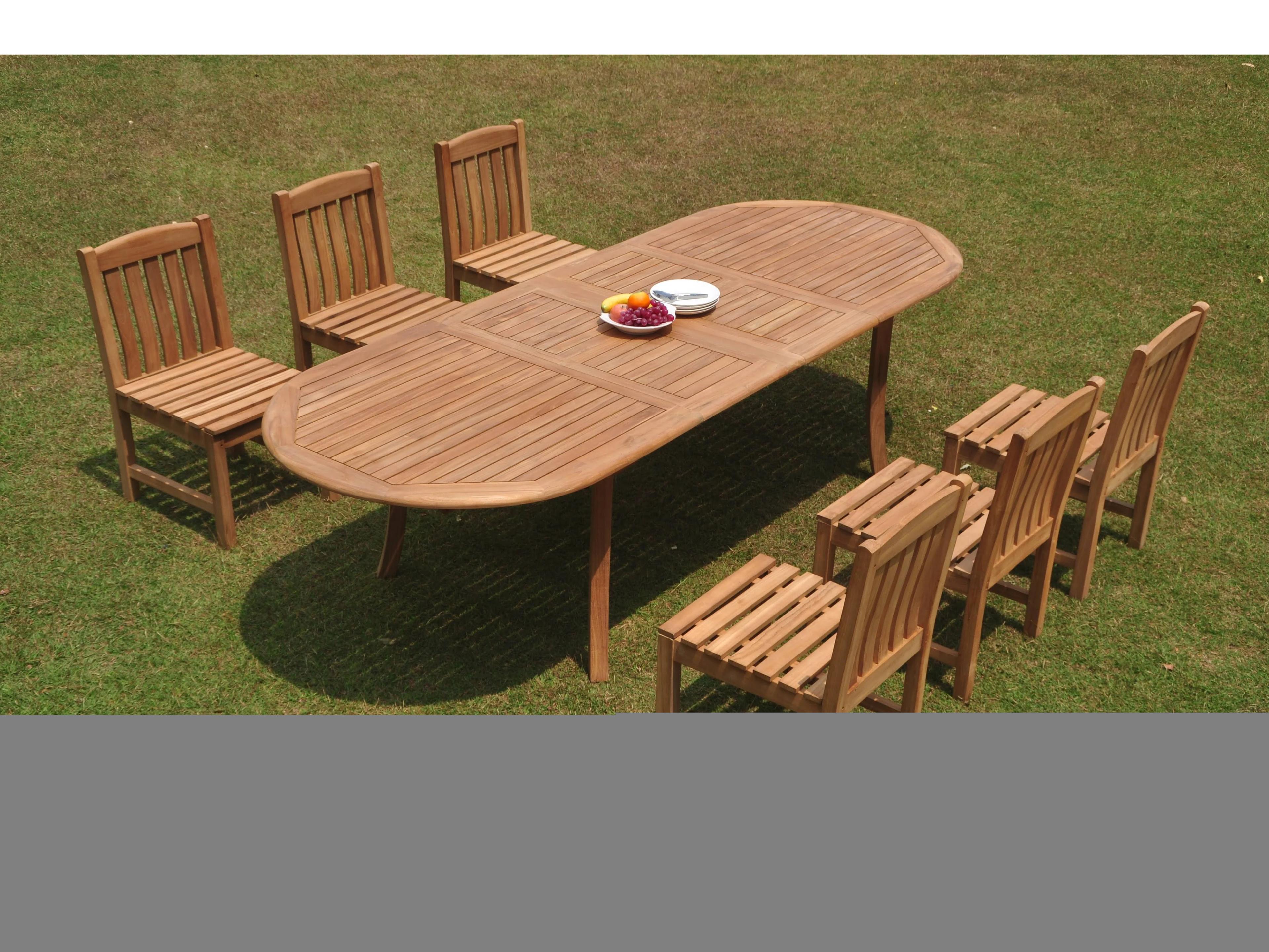 Teak Smith 7 Pieces 117" Large Double Oval Dining Set
