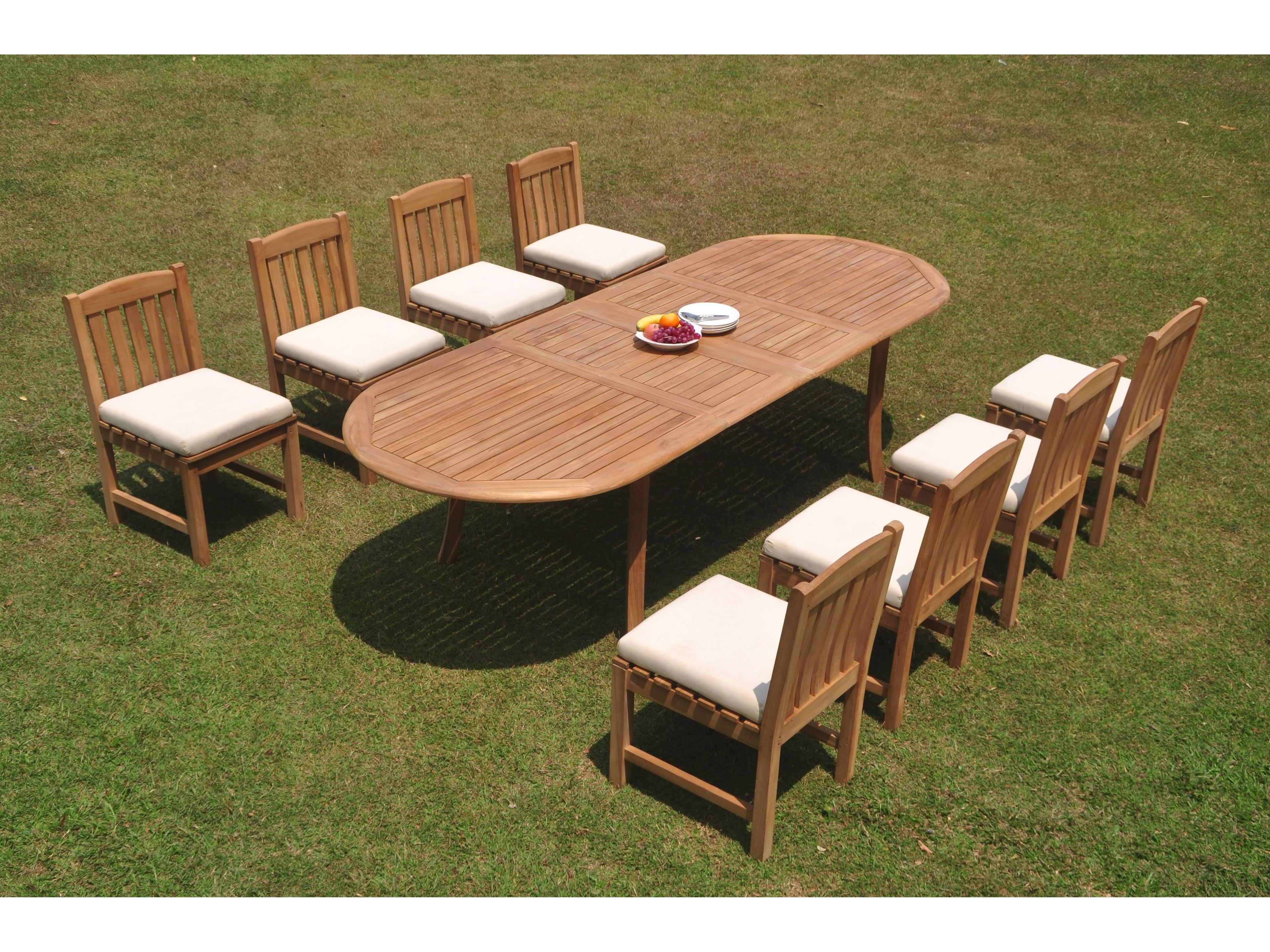 Teak Smith 9 Pieces 117" Large Double Oval Dining Set