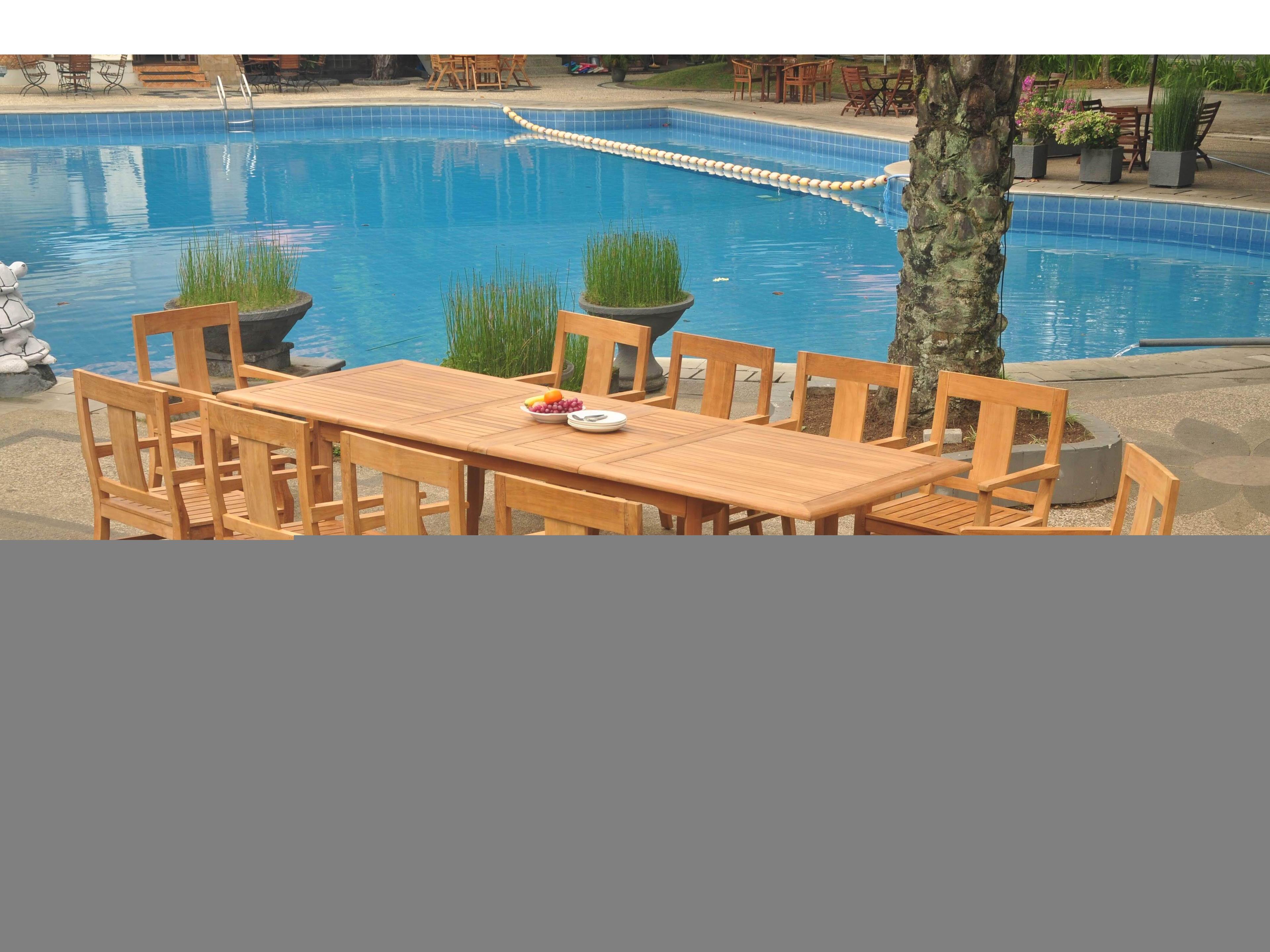 Teak Smith 11 Pieces 117" Large Double Rectangular Dining Set