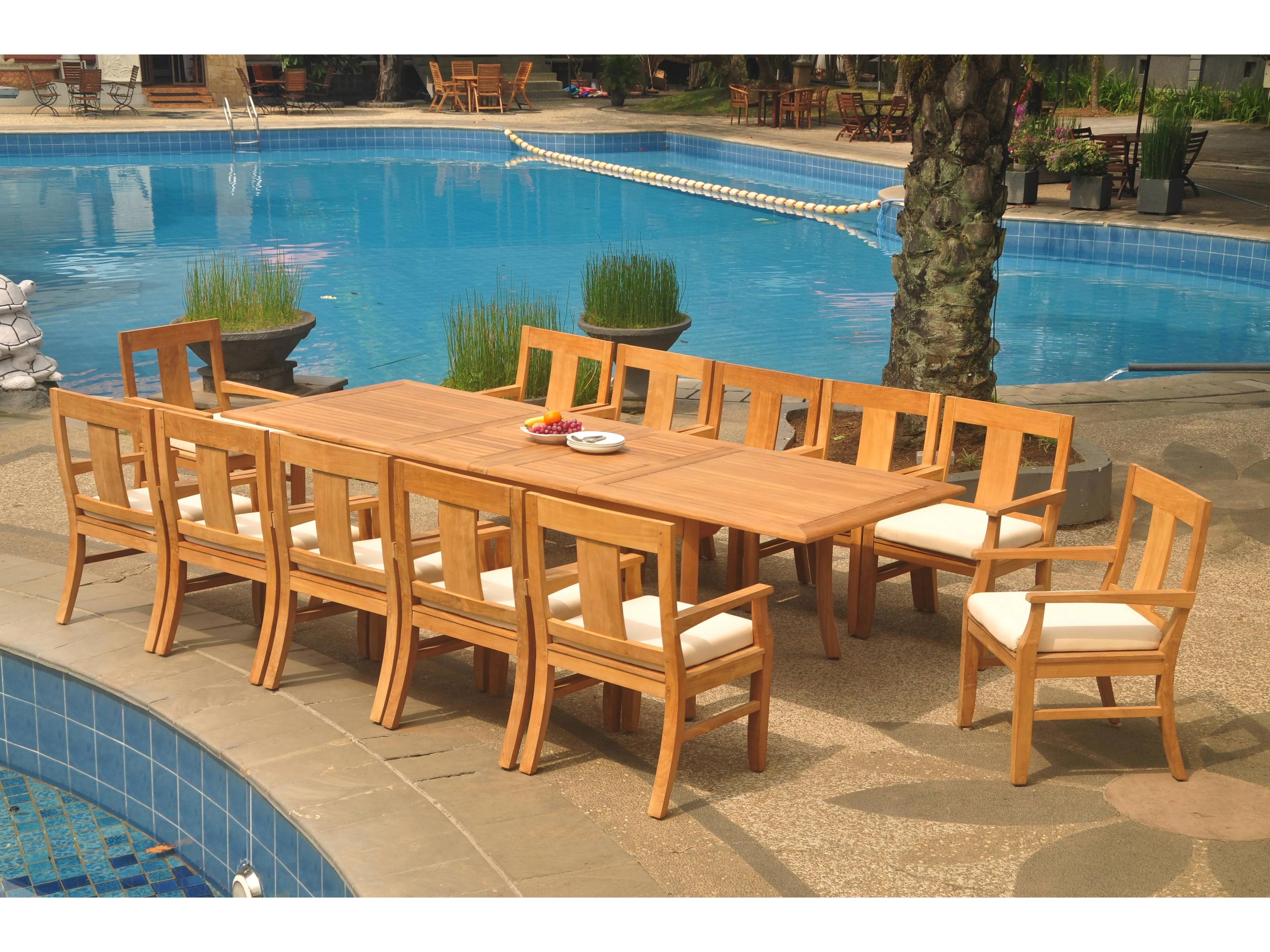 Teak Smith 13 Pieces 117" Large Double Rectangular Dining Set