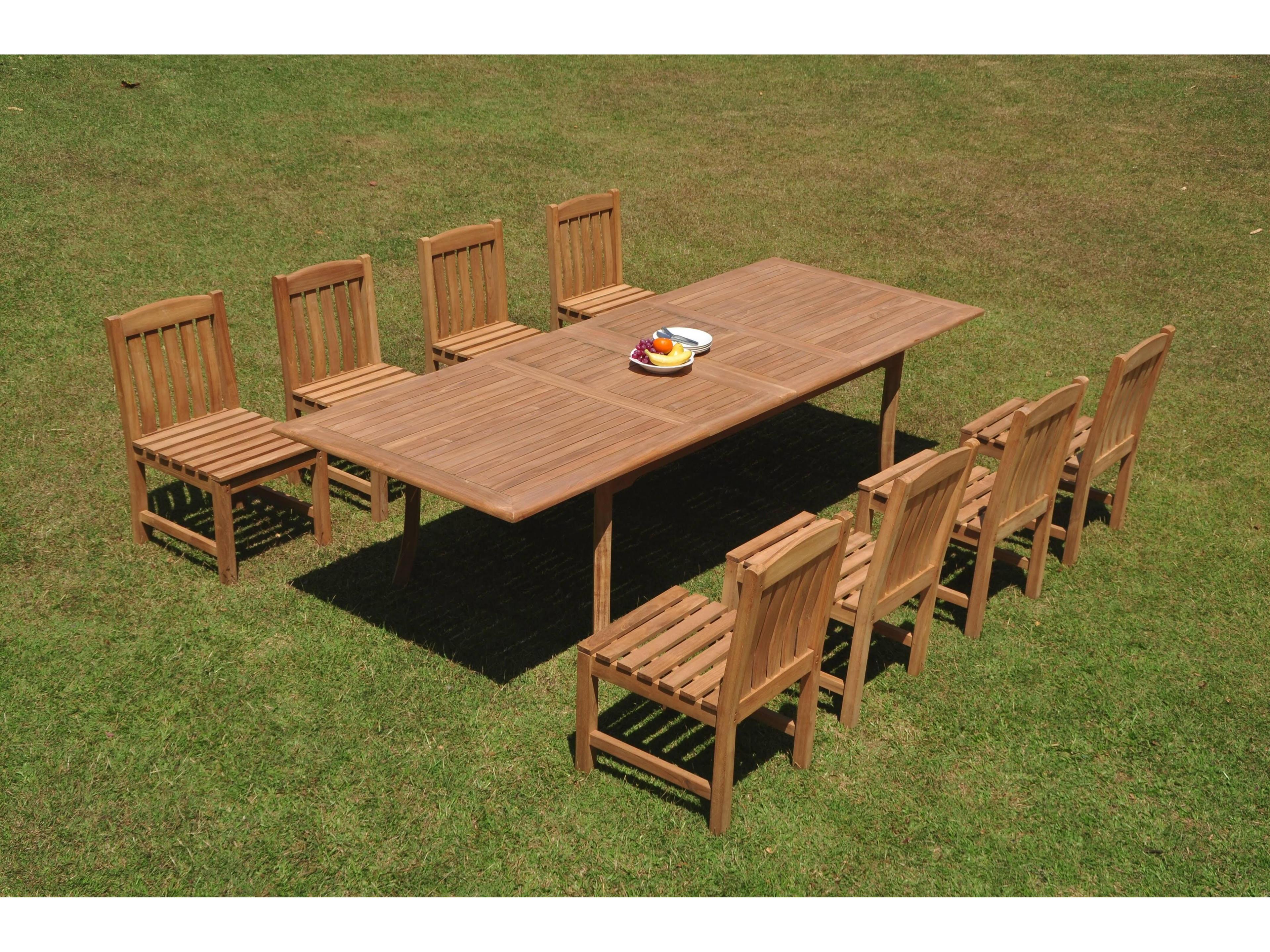 Teak Smith 9 Pieces 117" Large Double Rectangular Dining Set