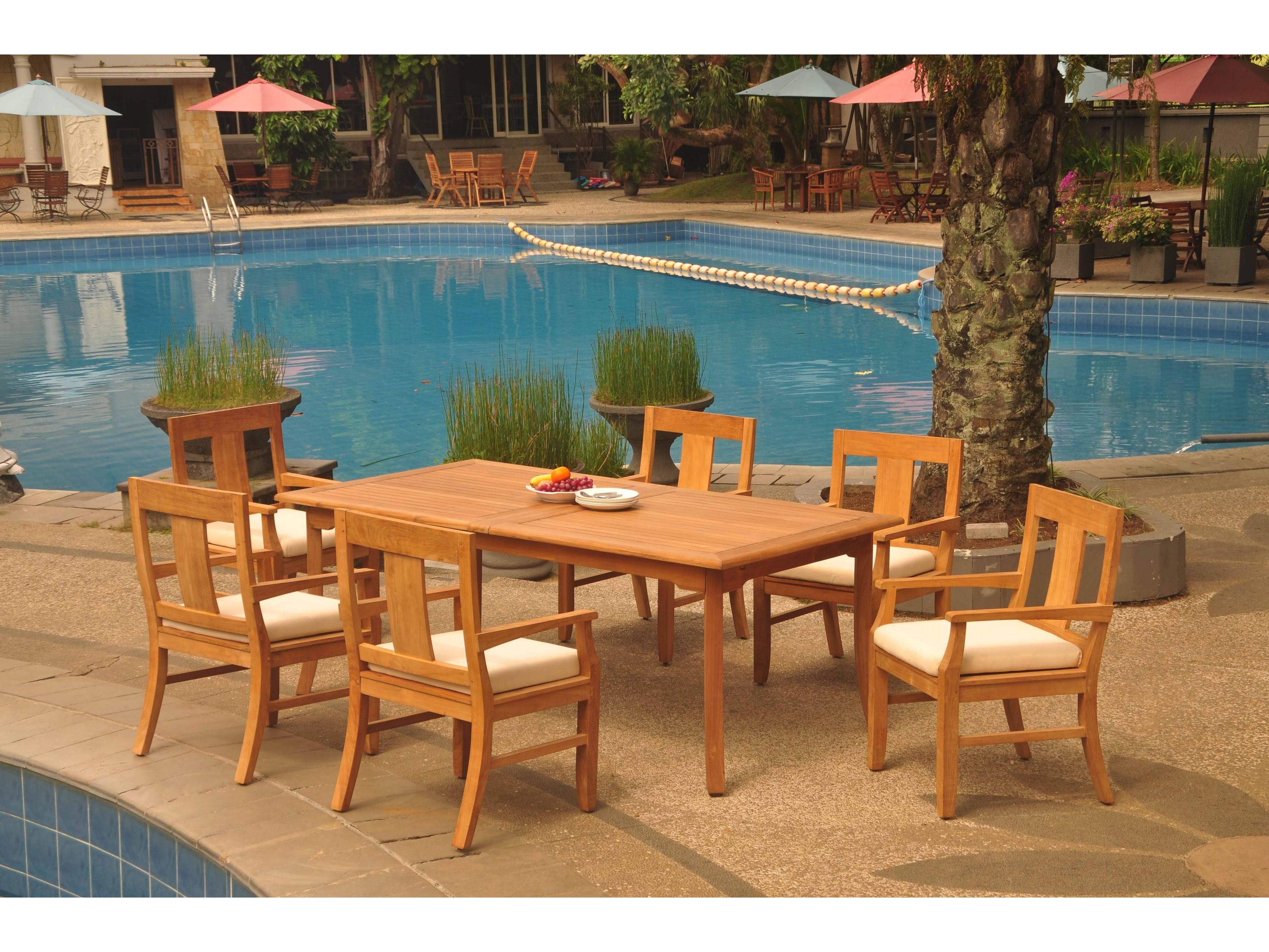 Teak Smith 7 Pieces 117" Large Double Rectangular Dining Set