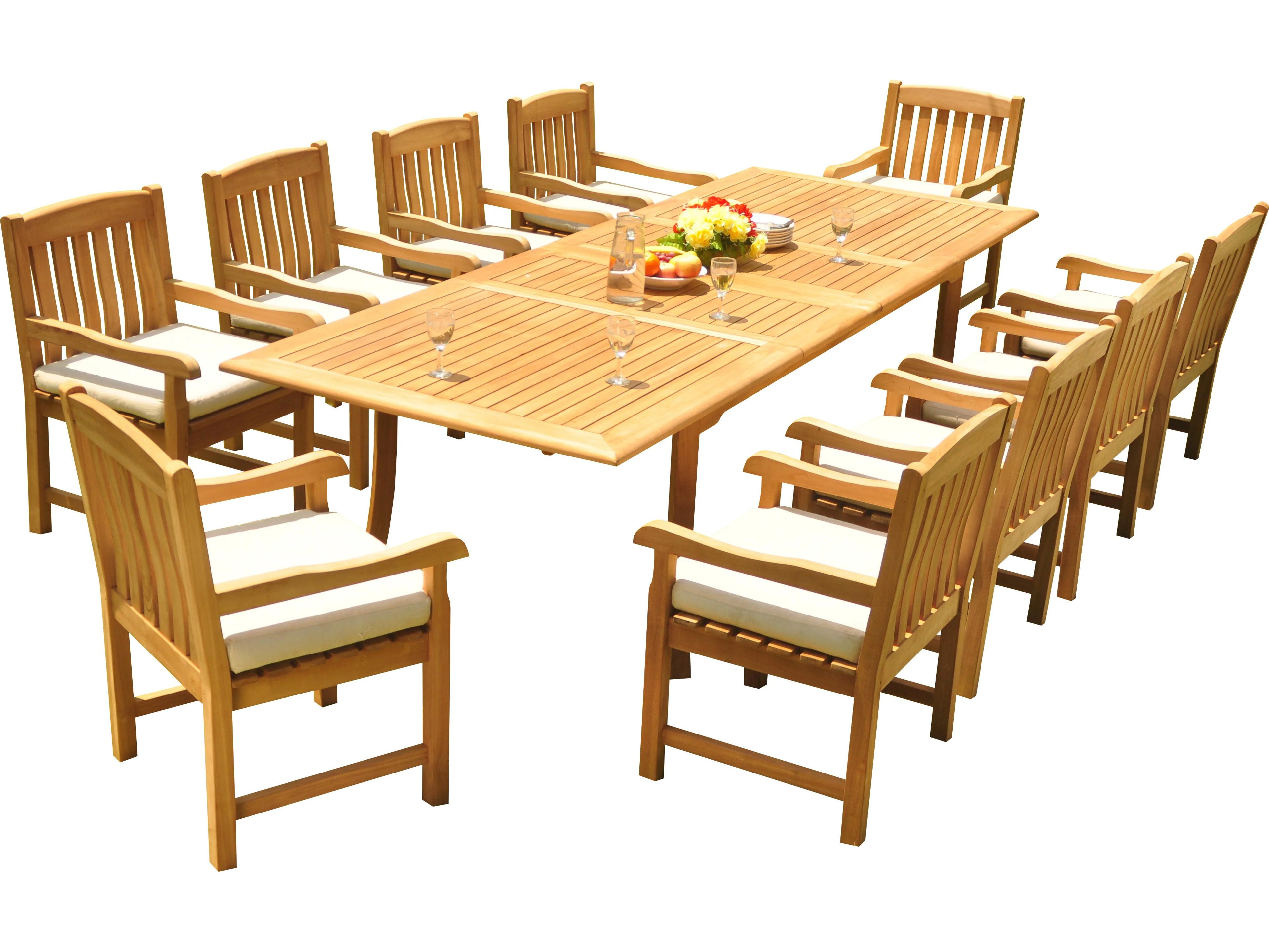 Teak Smith 11 Pieces 117" Large Double Rectangular Dining Set