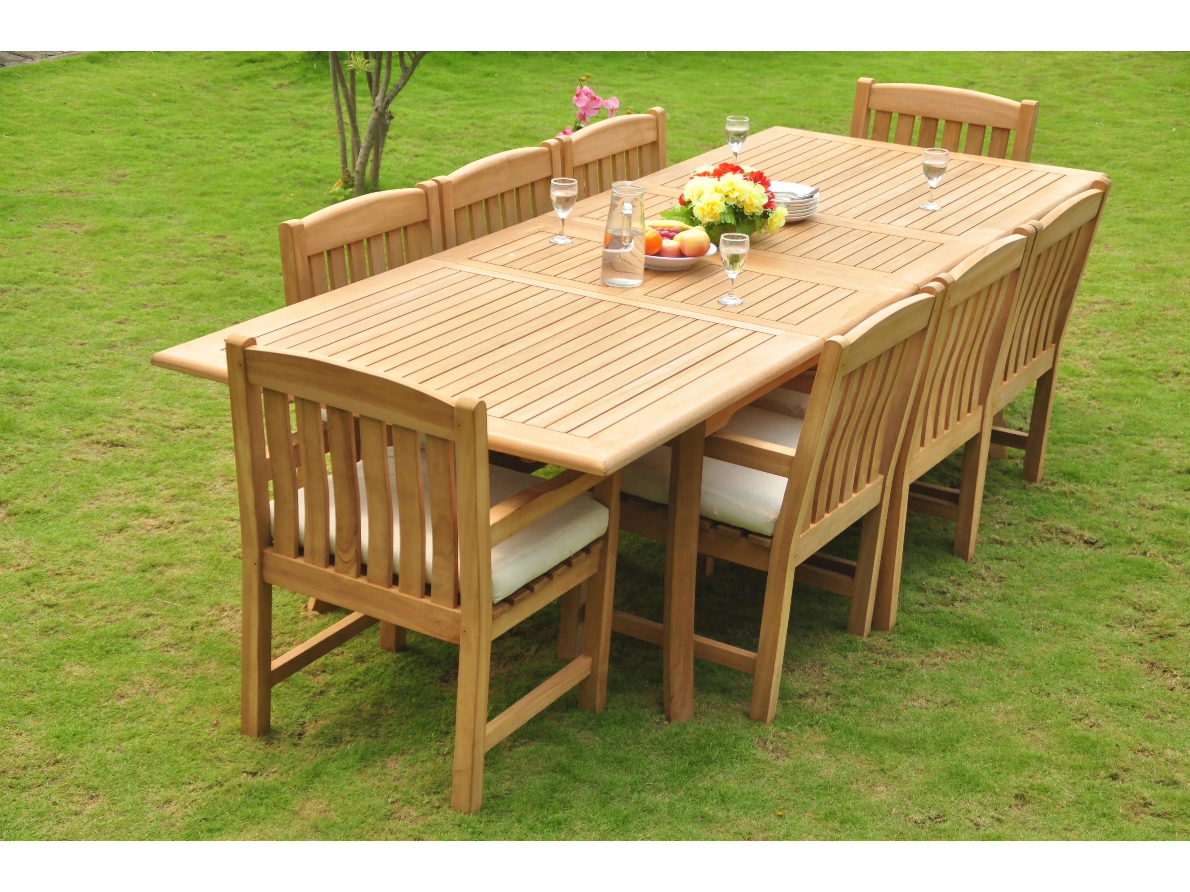 Teak Smith 9 Pieces 117" Large Double Rectangular Dining Set
