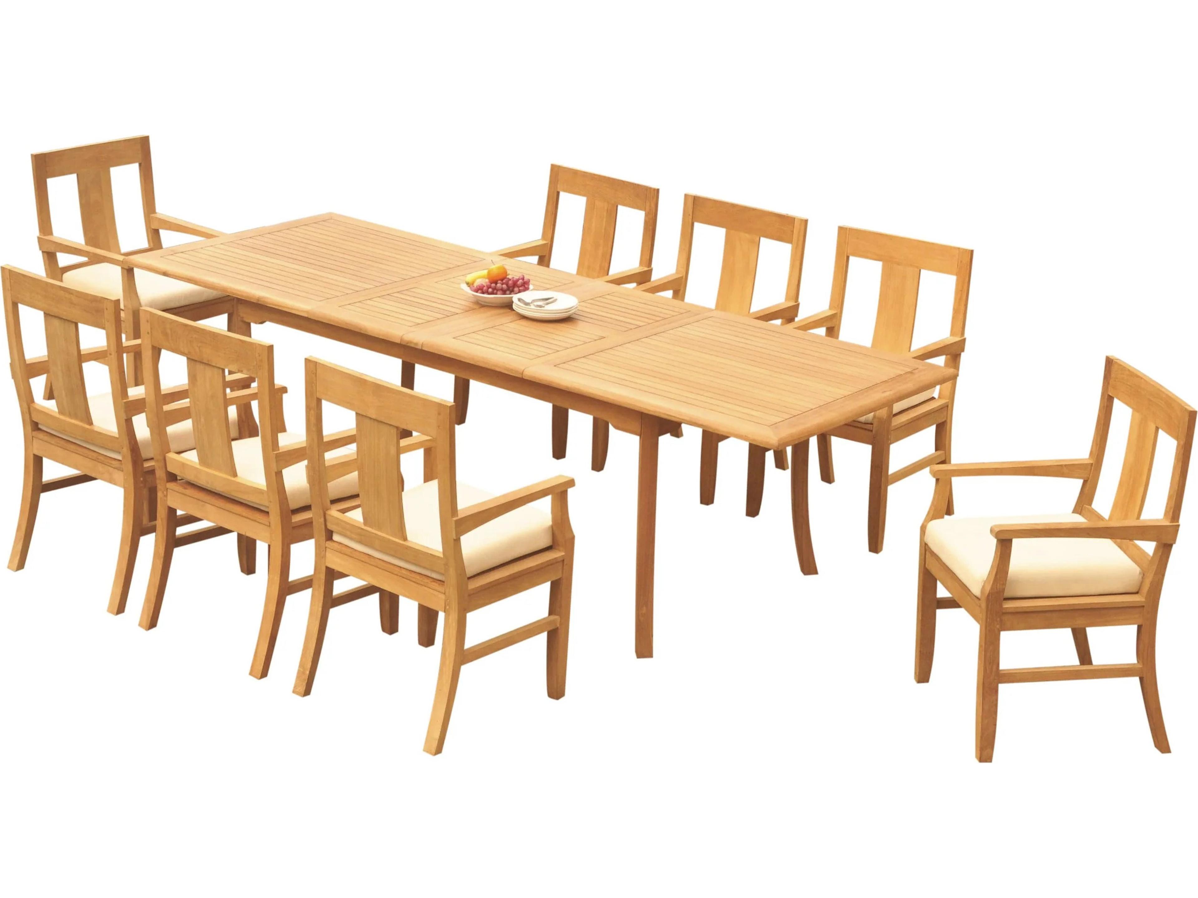 Teak Smith 9 Pieces 117" Large Double Rectangular Dining Set