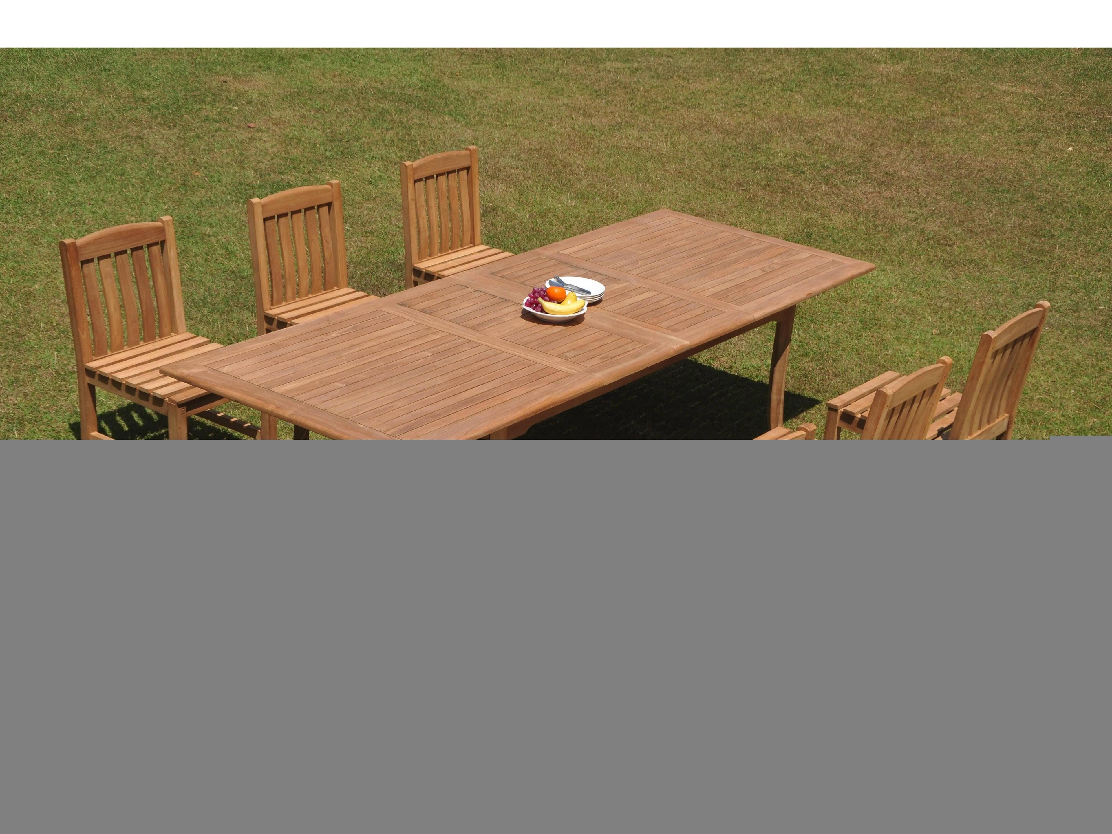 Teak Smith 7 Pieces 117" Large Double Rectangular Dining Set