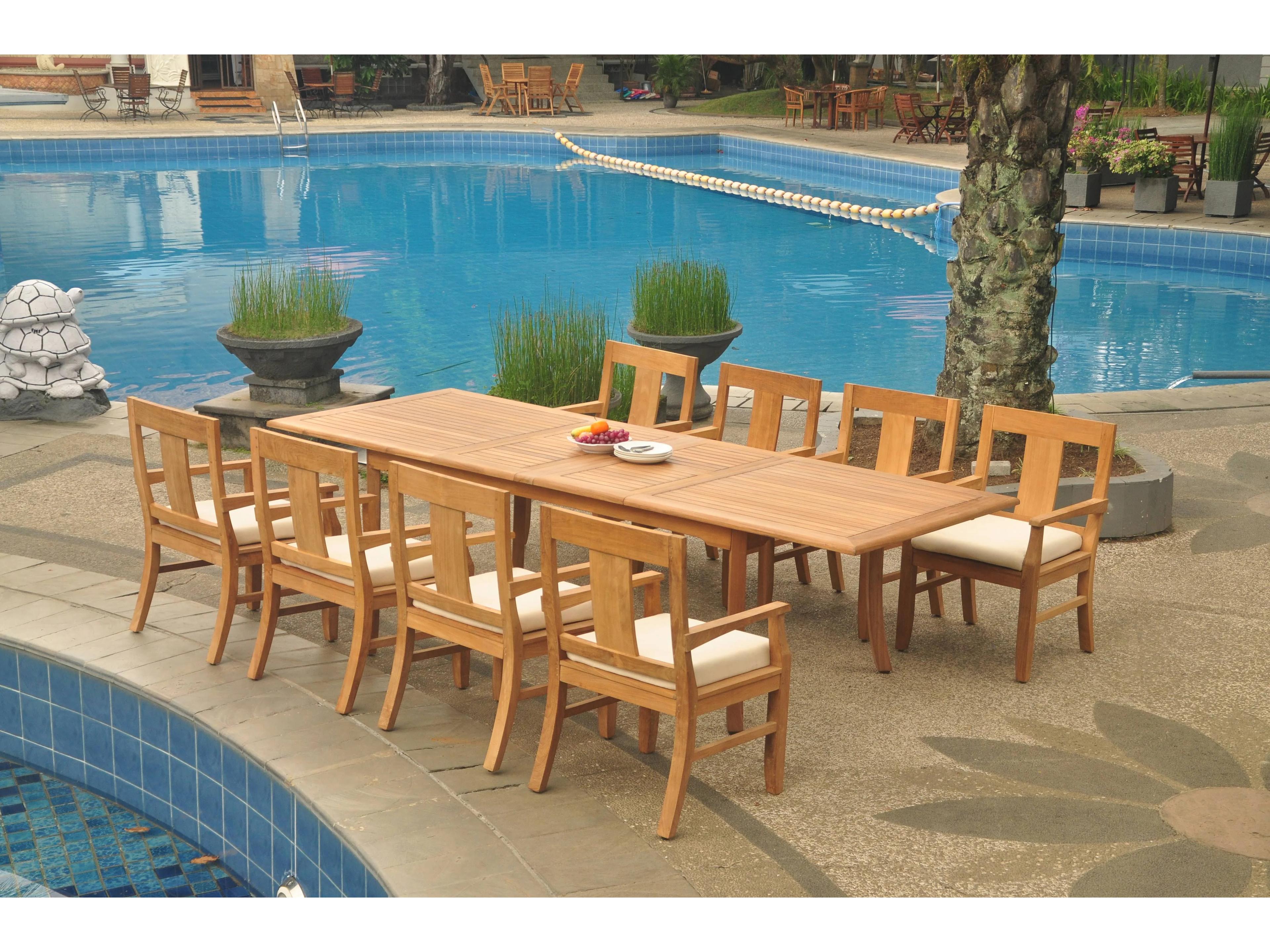 Teak Smith 9 Pieces 117" Large Double Rectangular Dining Set