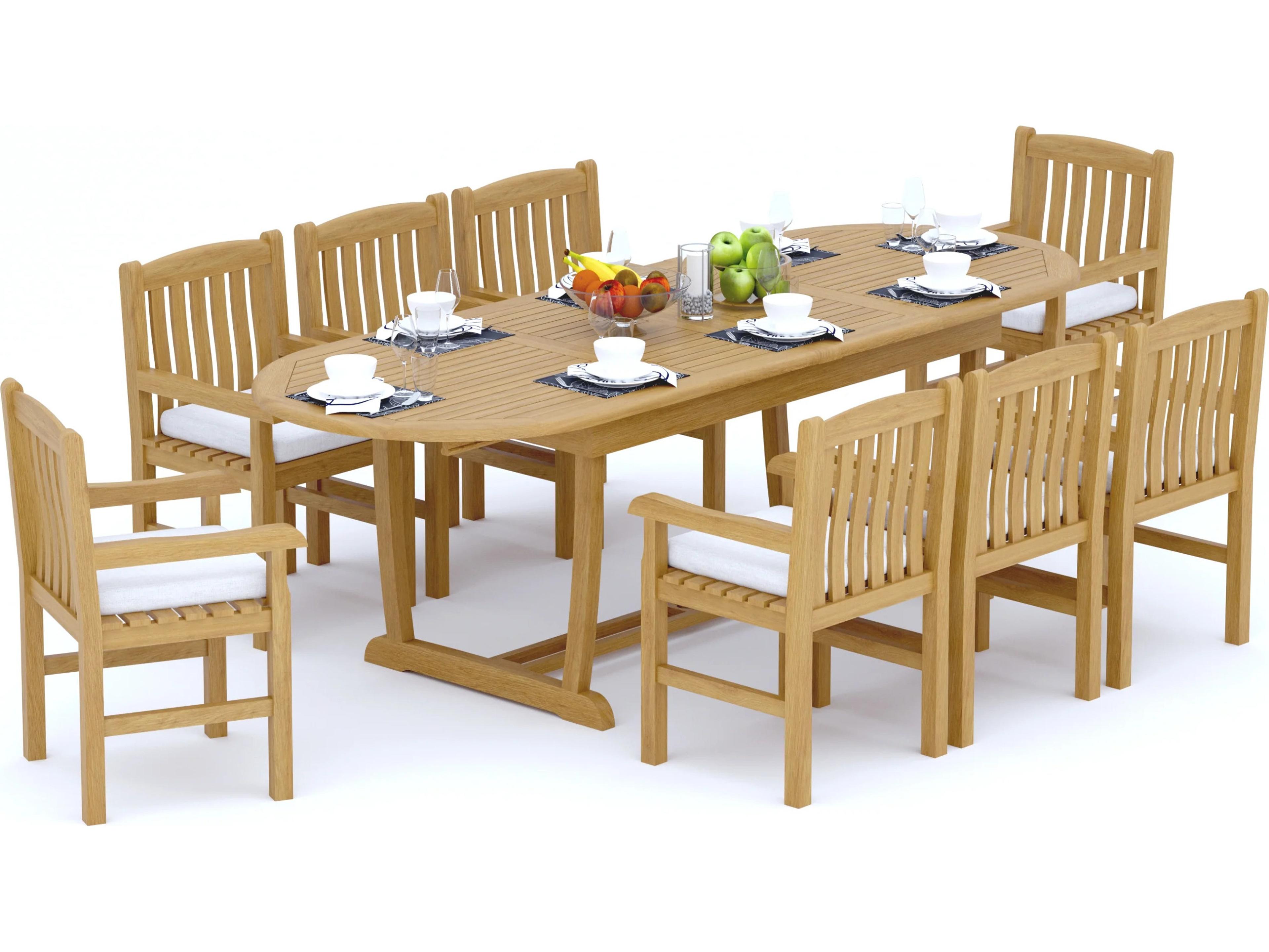 Teak Smith 9 Pieces 118" Oval Dining Set