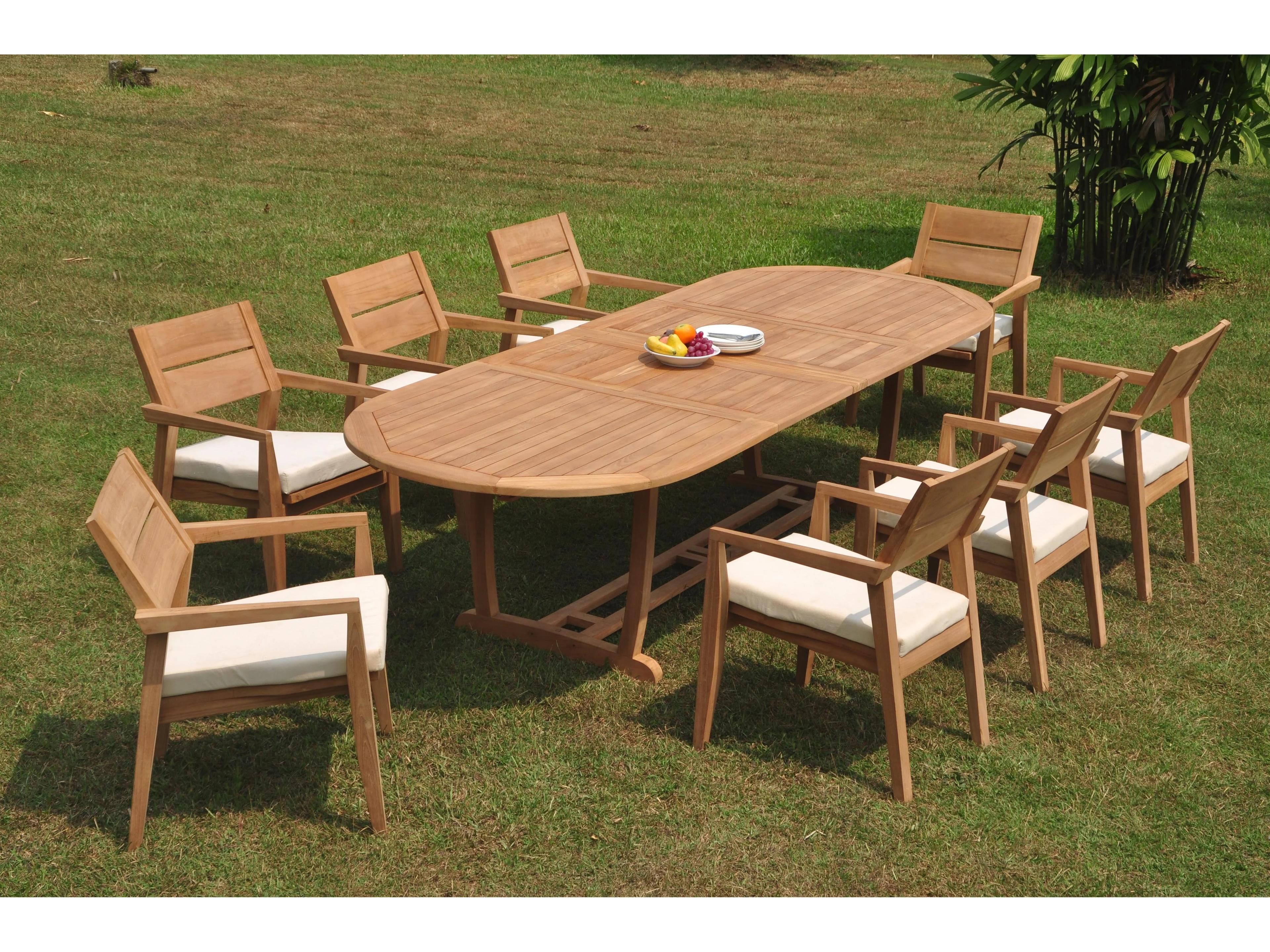 Teak Smith 9 Pieces 118" Oval Dining Set