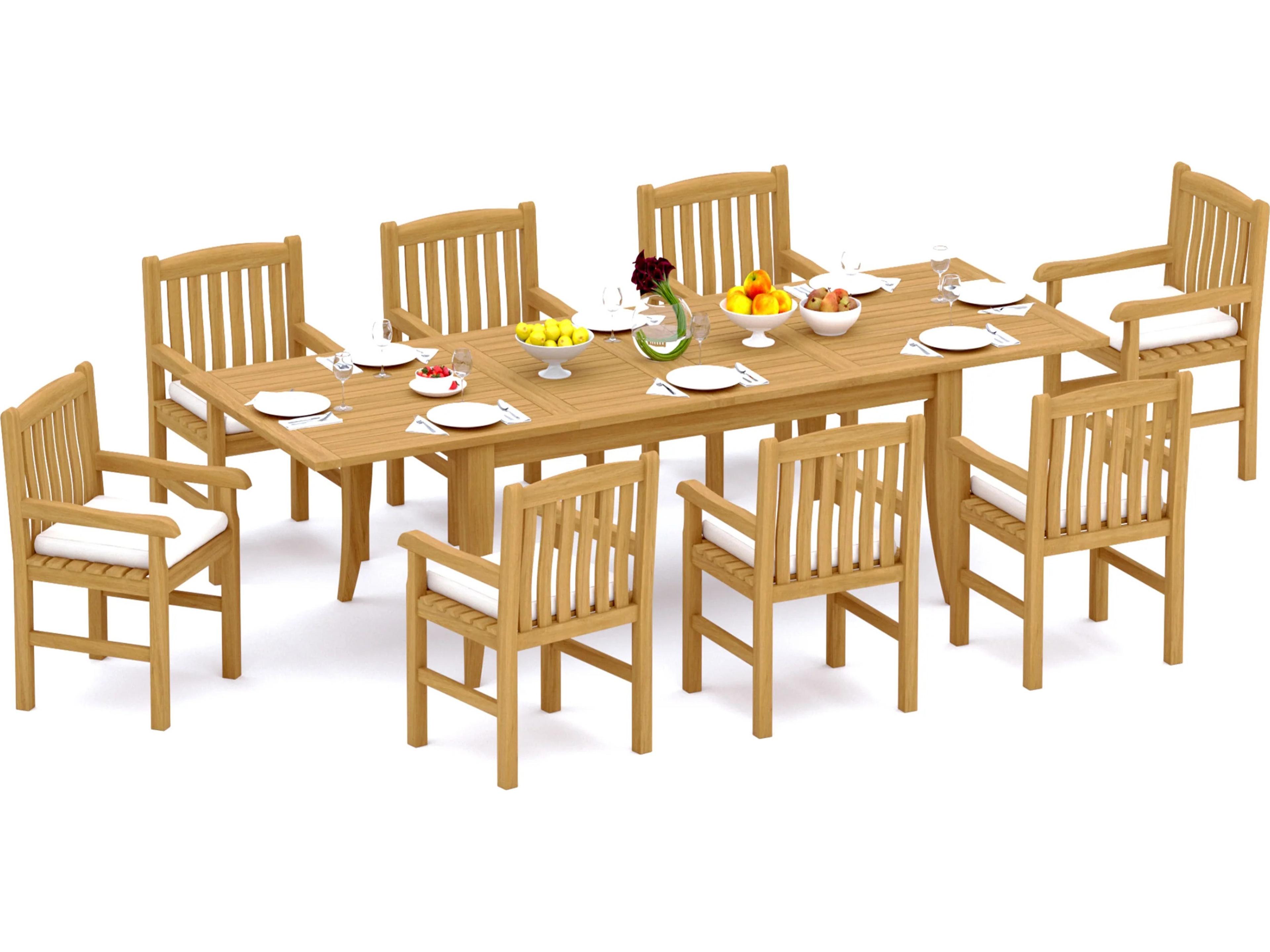 Teak Smith 9 Pieces 122" Rectangular Dining Set