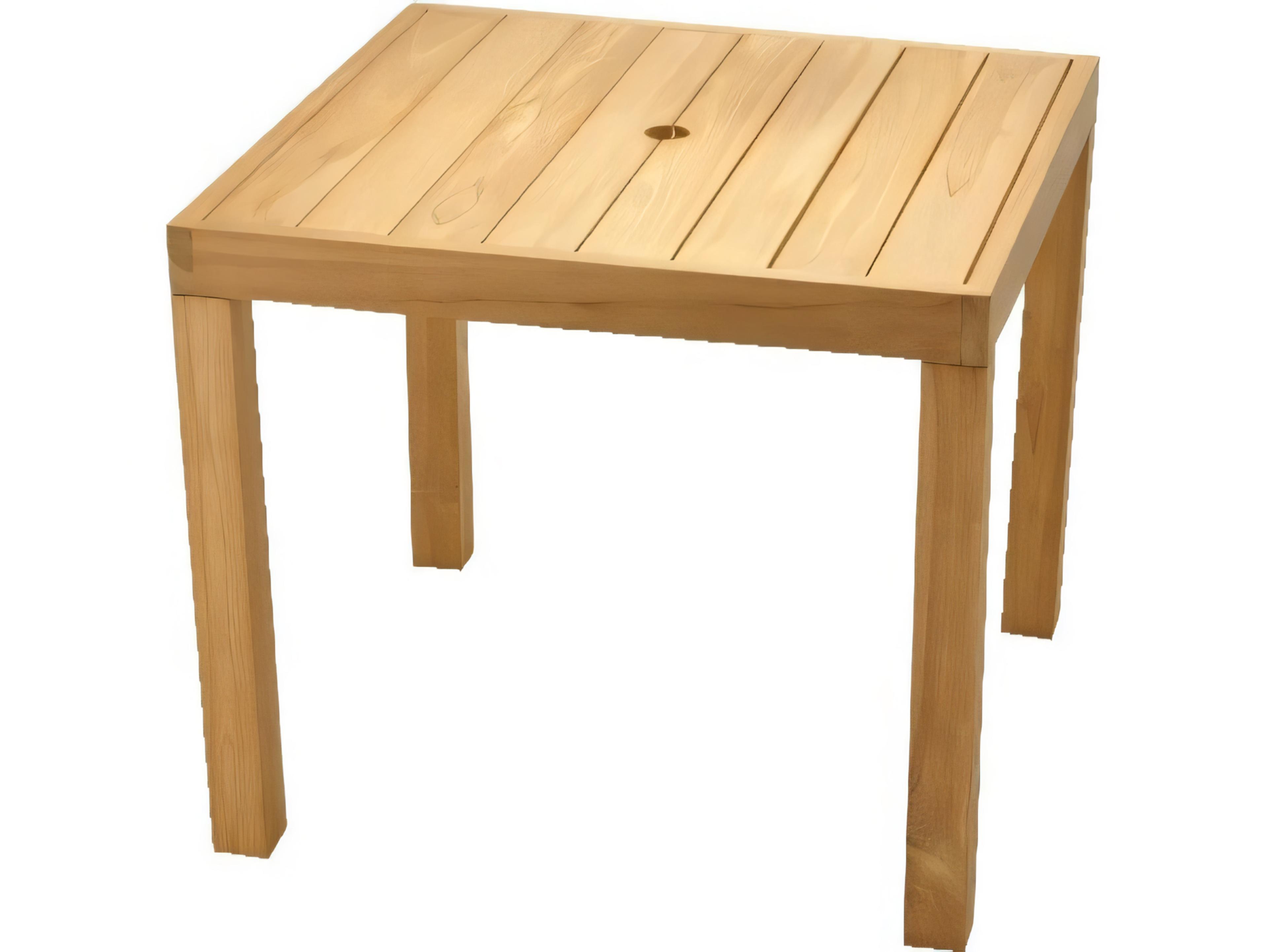 Teak Smith 36" Square Dining Table with Umbrella Hole