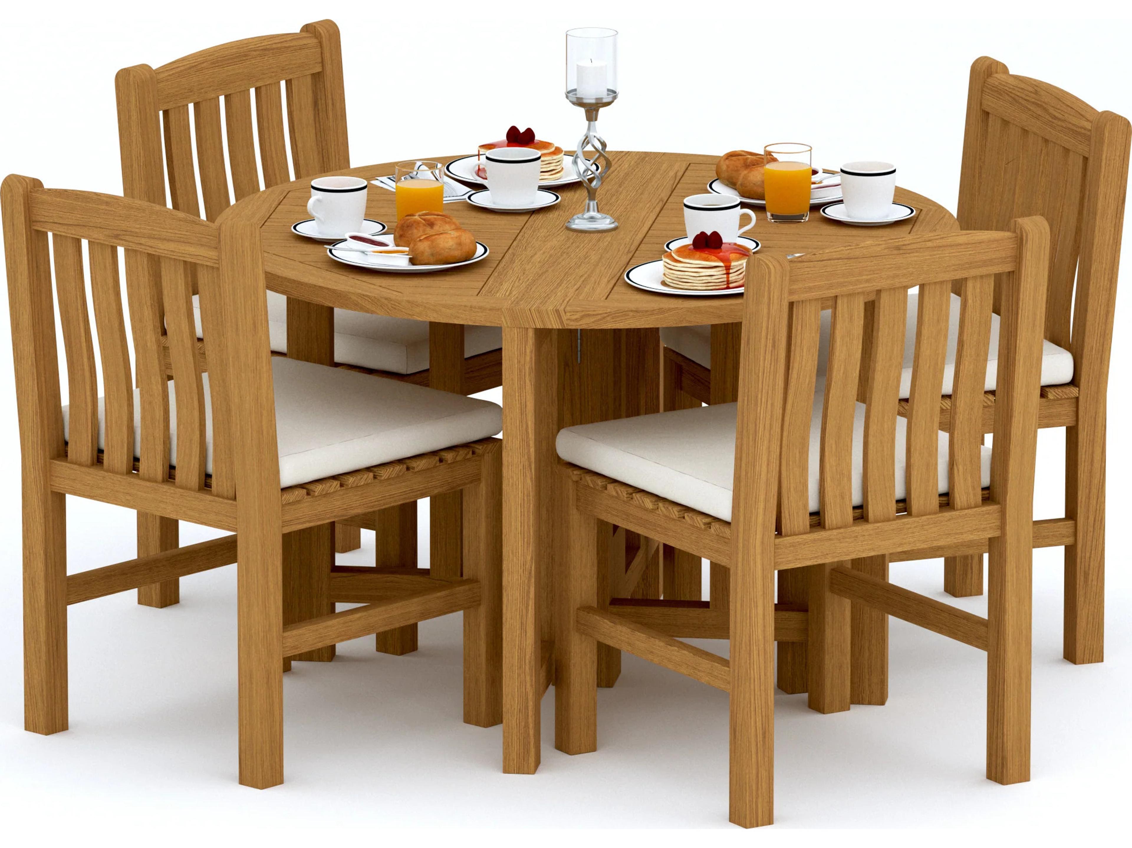 Teak Smith 5 Pieces 48" Round Butterfly Dining Set