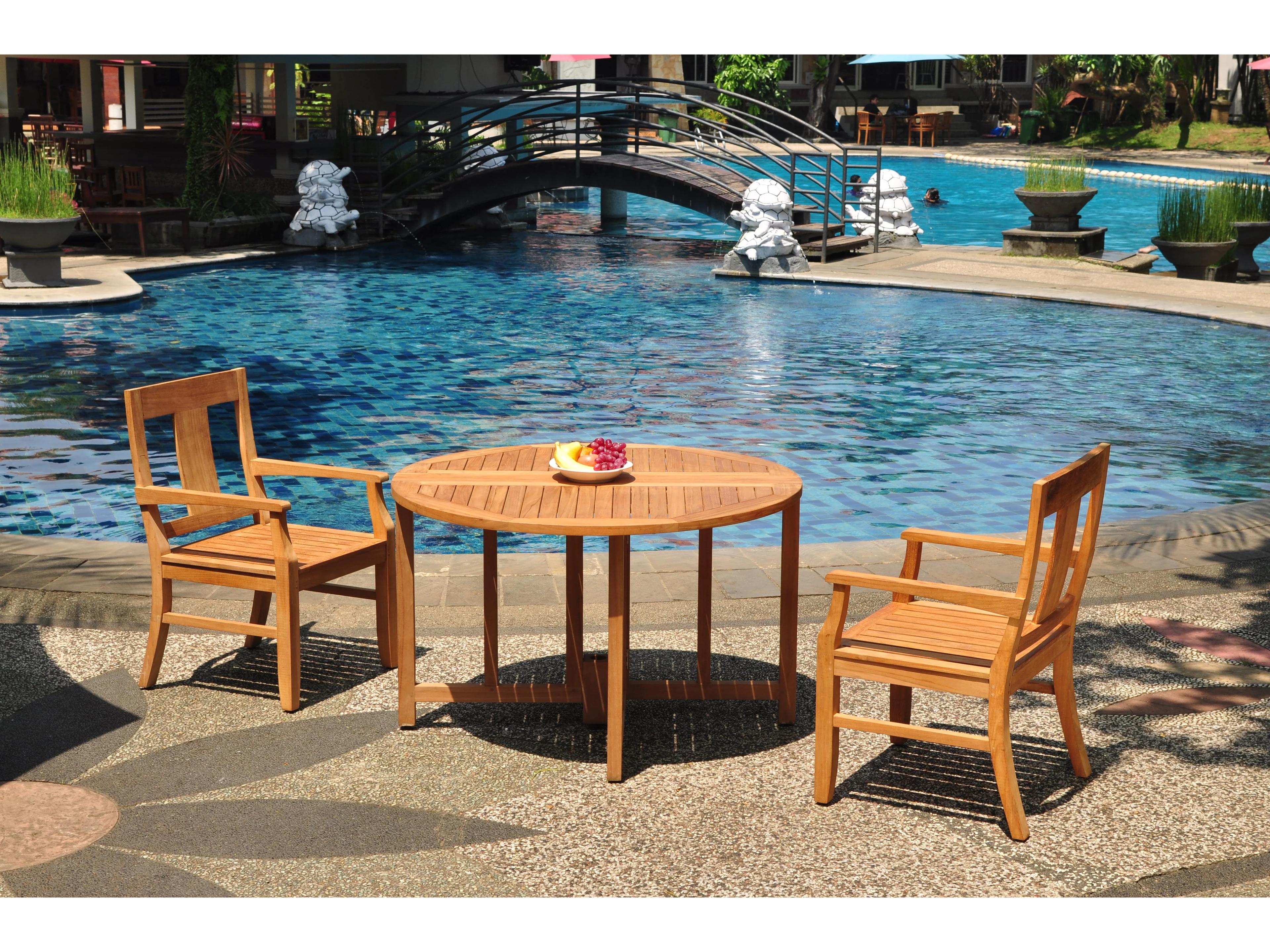 Teak Smith 3 Pieces 48" Round Butterfly Dining Set
