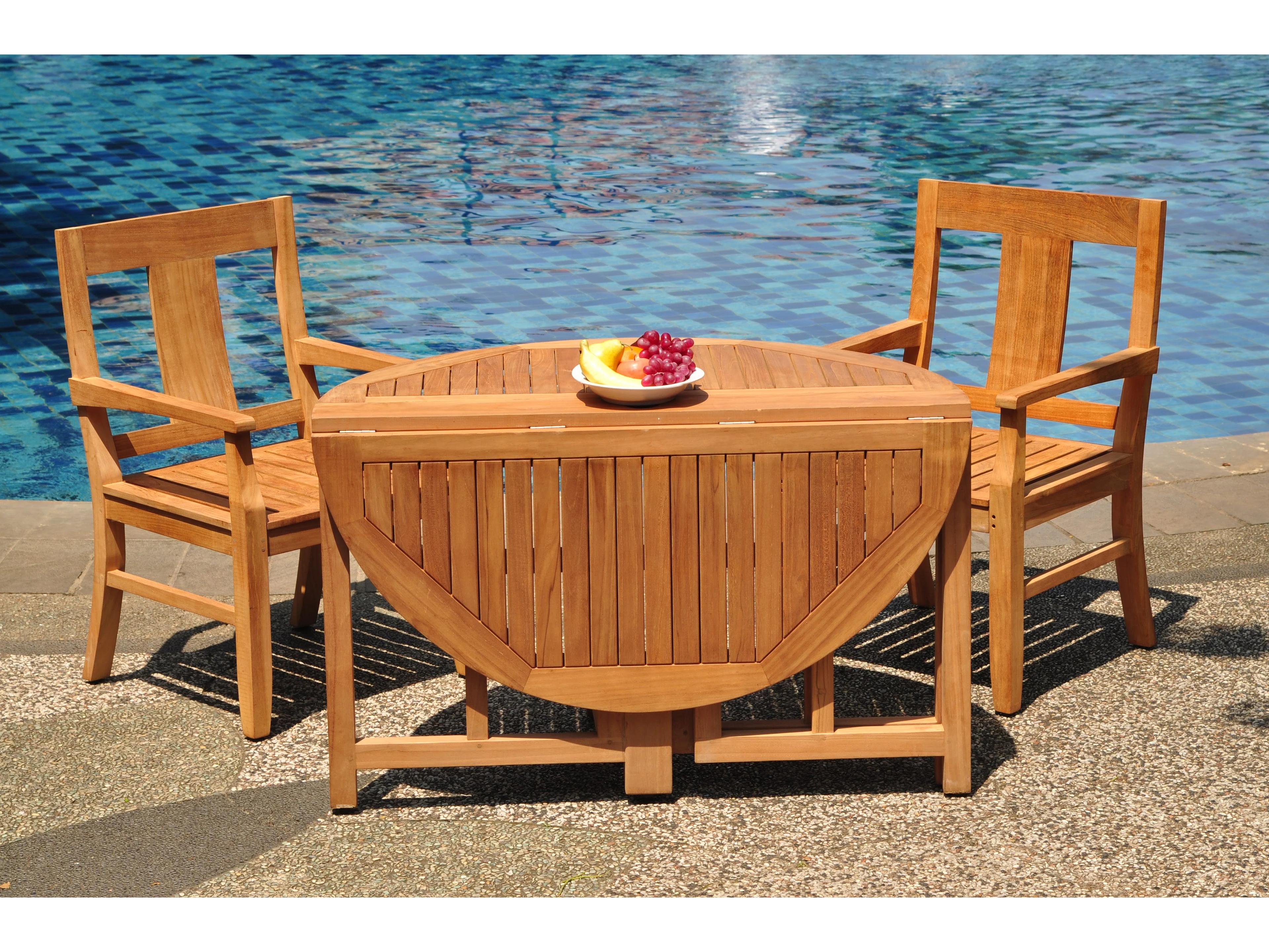 Teak Smith 3 Pieces 48" Round Butterfly Dining Set