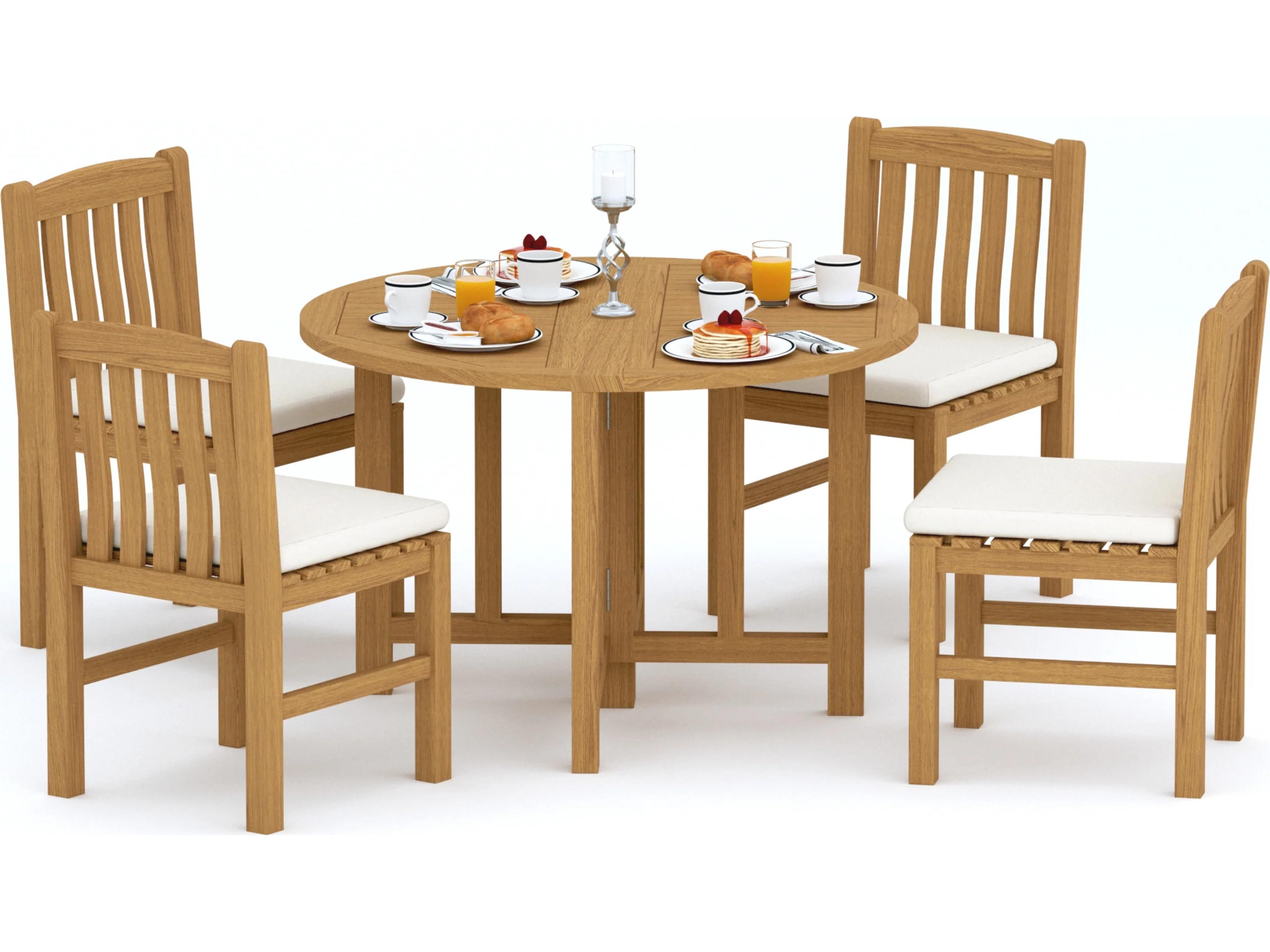 Teak Smith 5 Pieces 48" Round Butterfly Dining Set