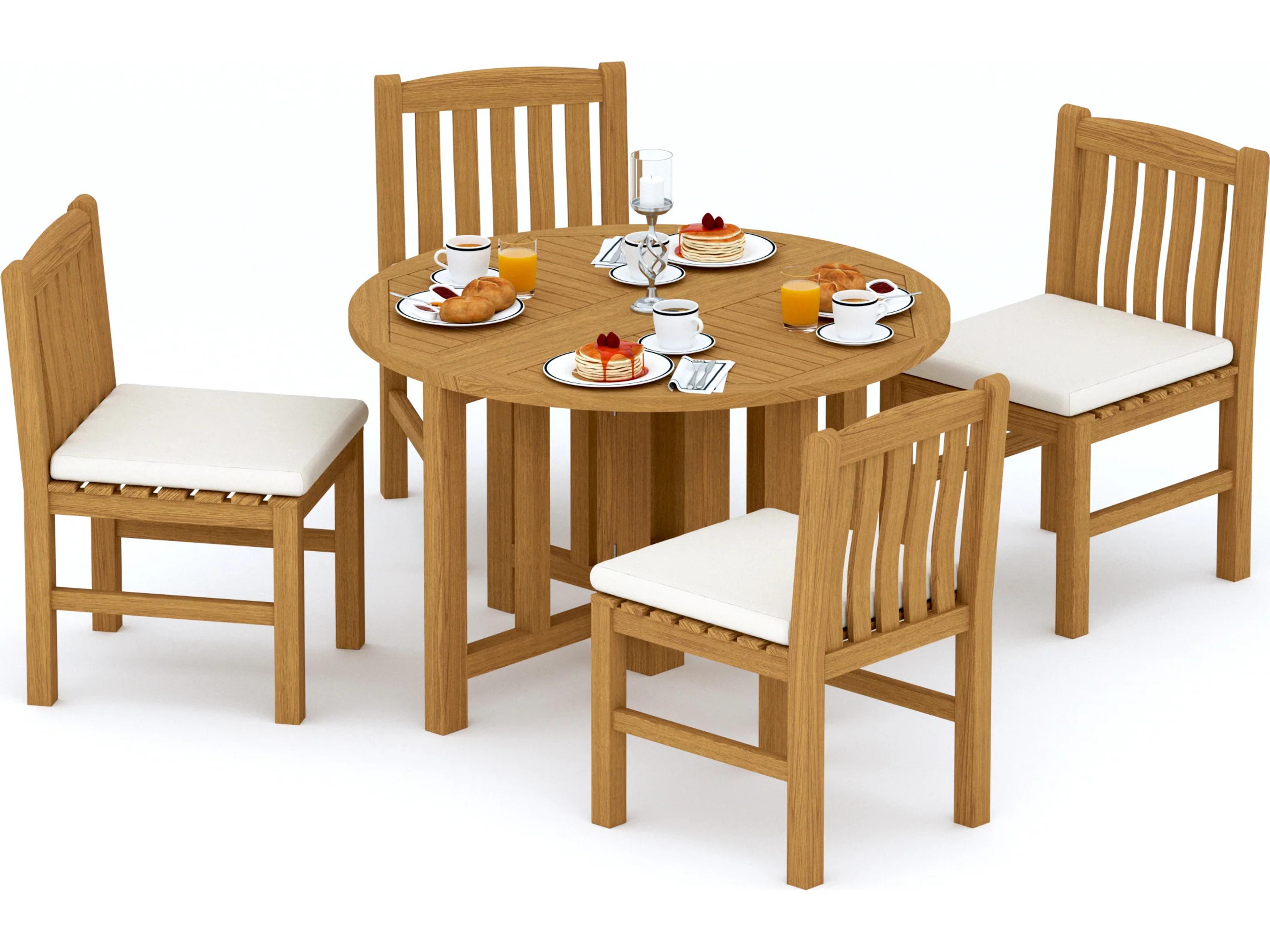 Teak Smith 5 Pieces 48" Round Butterfly Dining Set