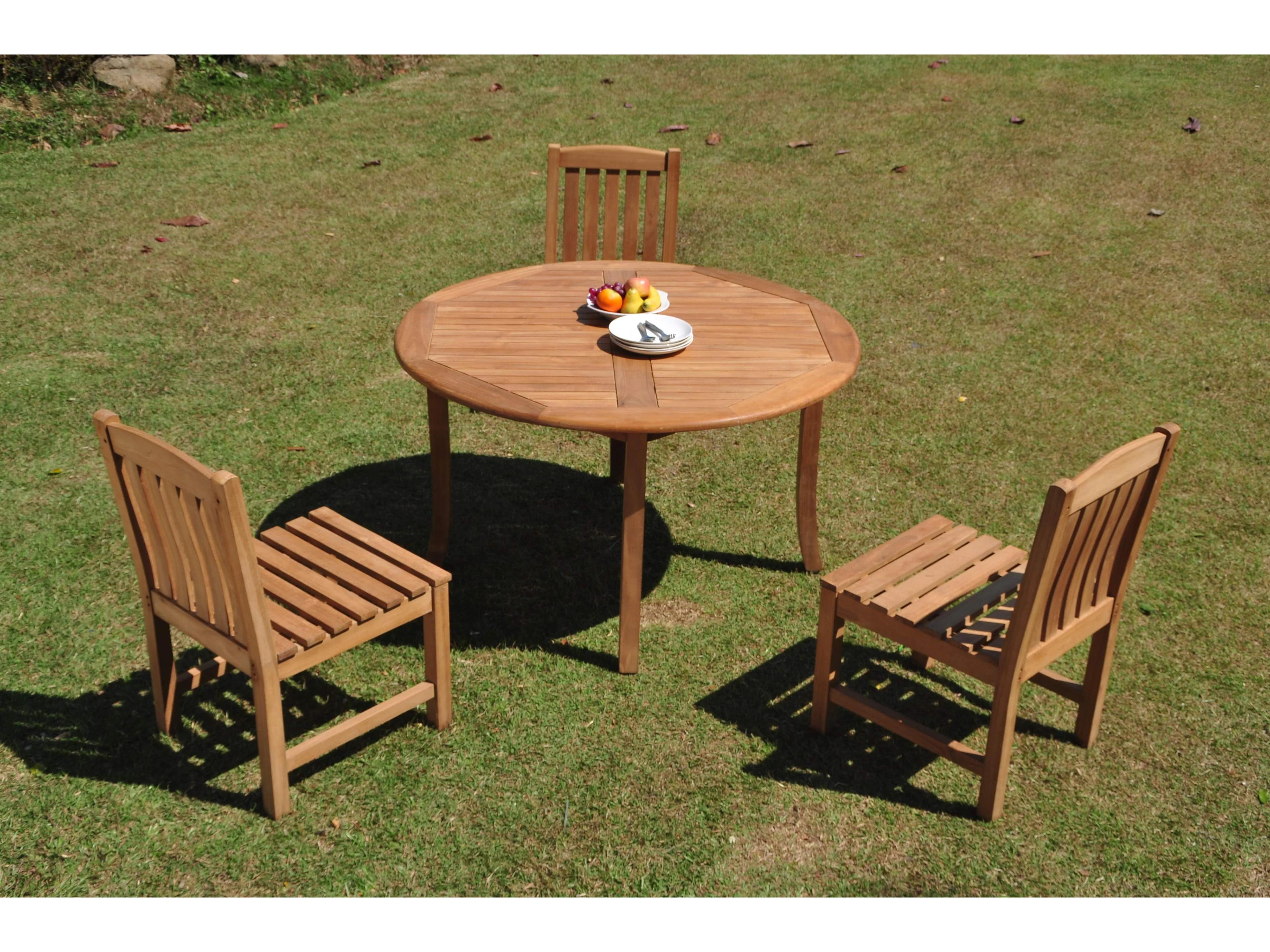 Teak Smith 4 Pieces 52" Round Dining Set