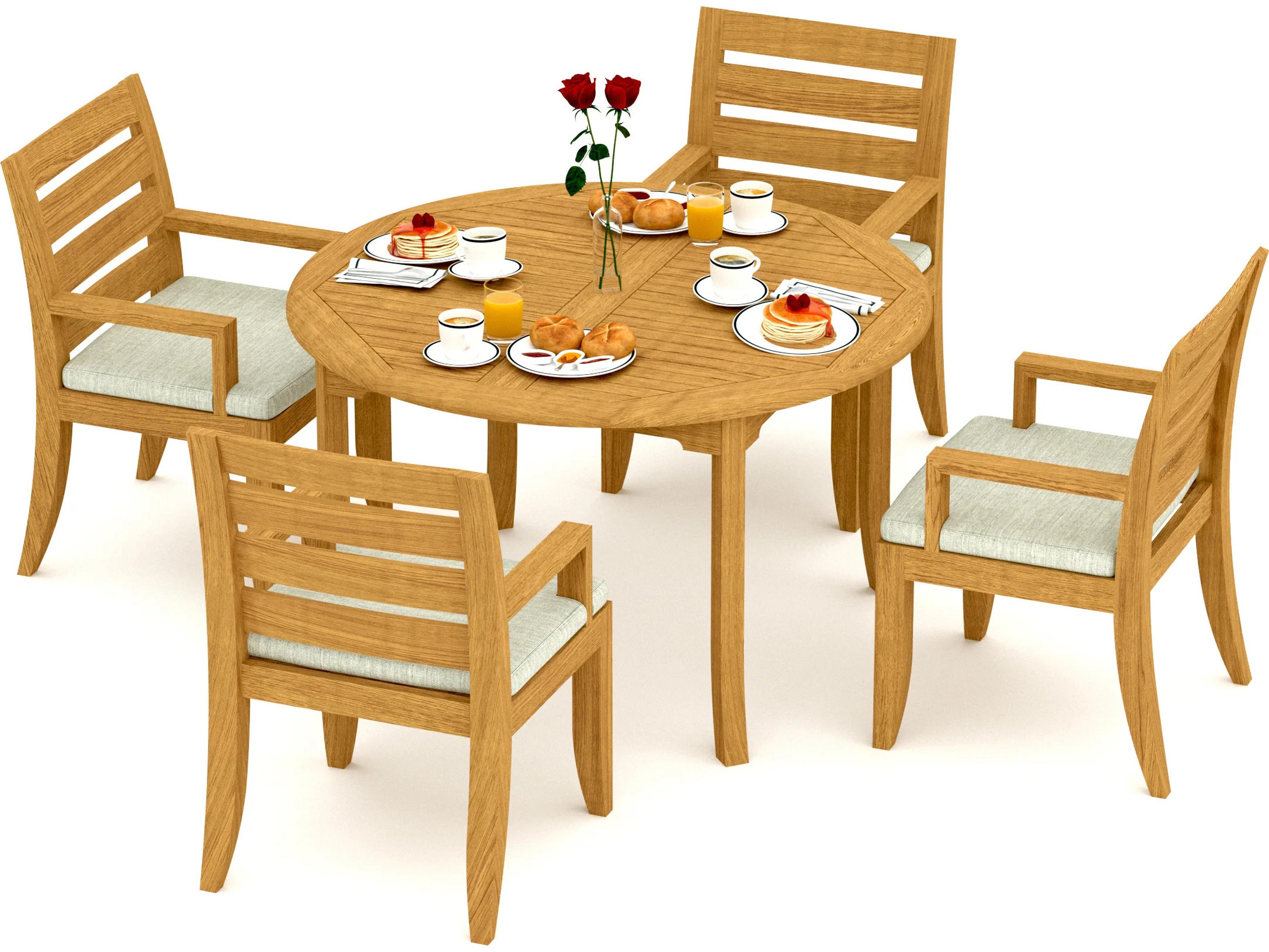 Teak Smith 5 Pieces 52" Round Dining Set