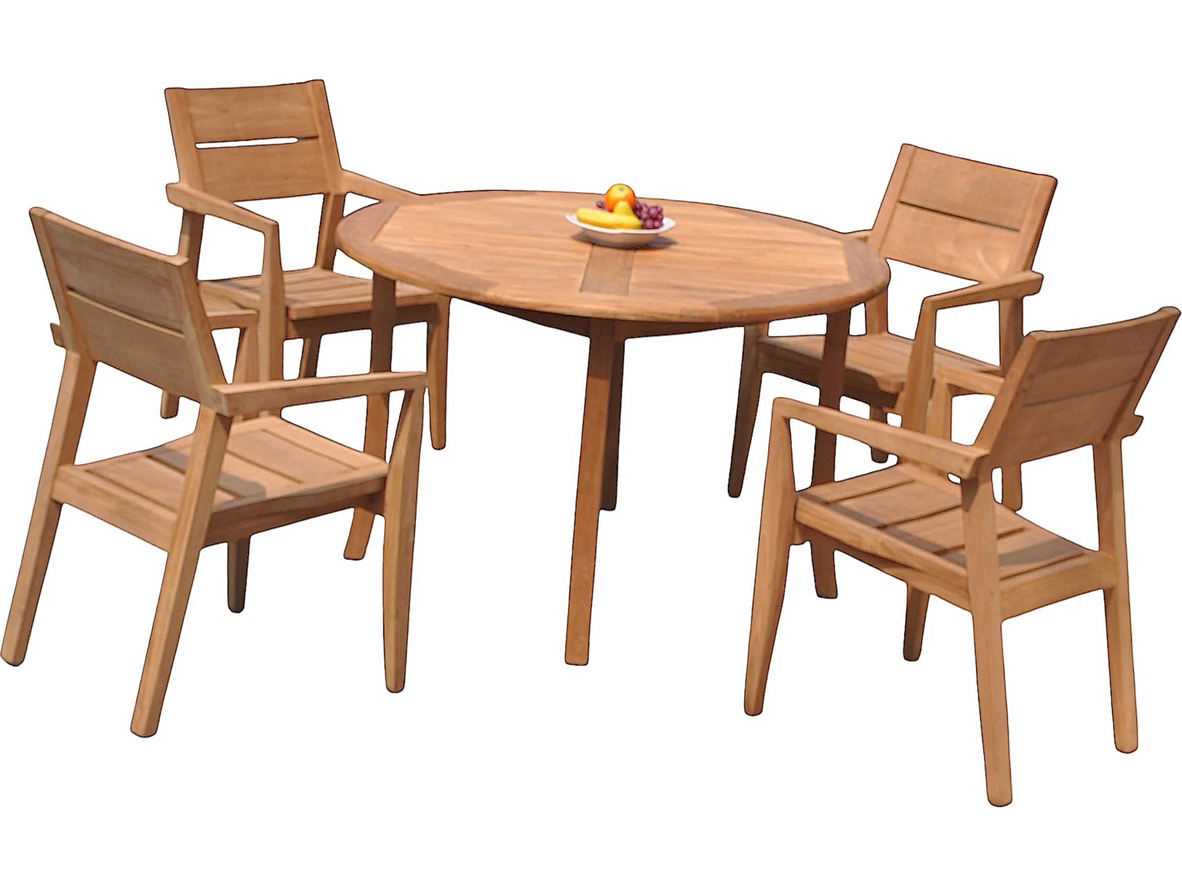 Teak Smith 5 Pieces 52" Round Dining Set