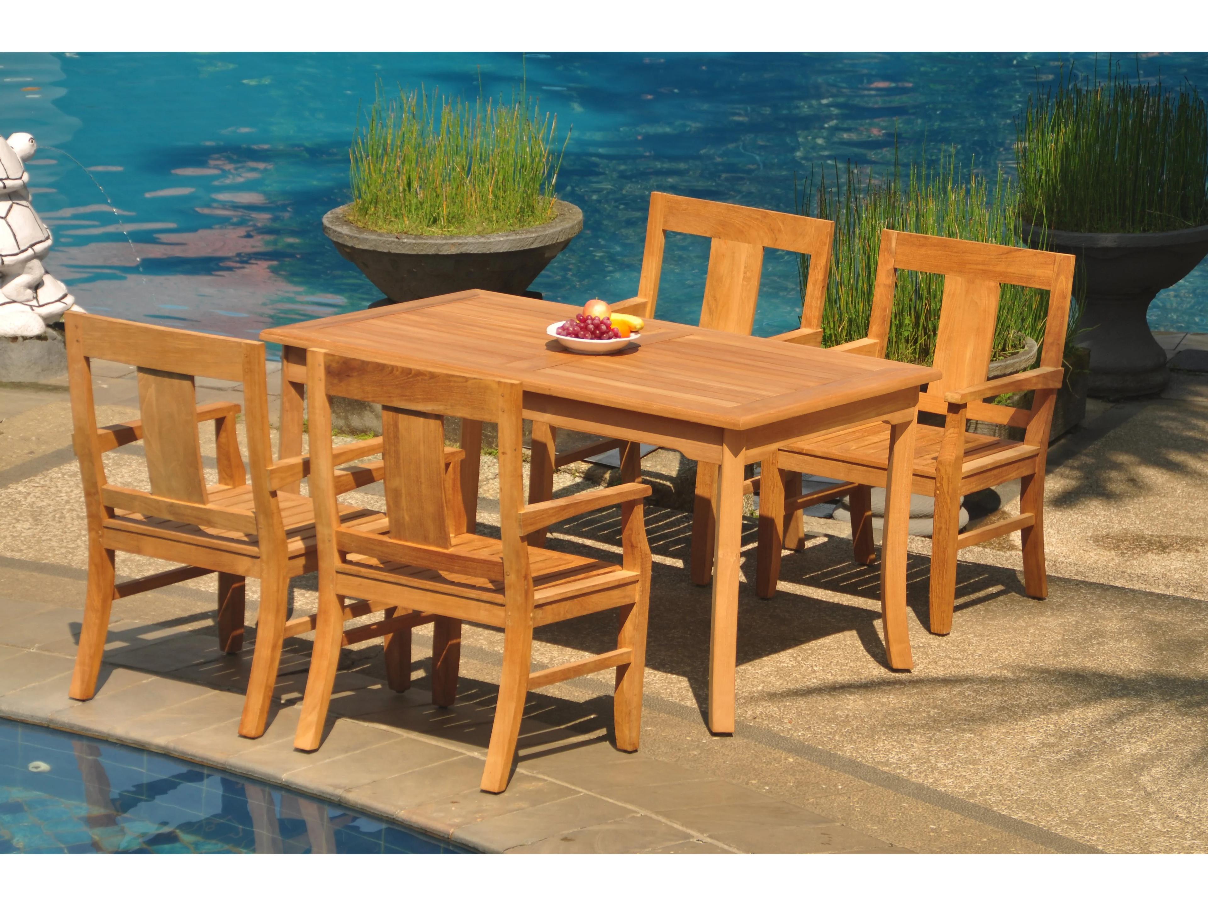 Teak Smith 5 Pieces 60" Rectangular Dining Set