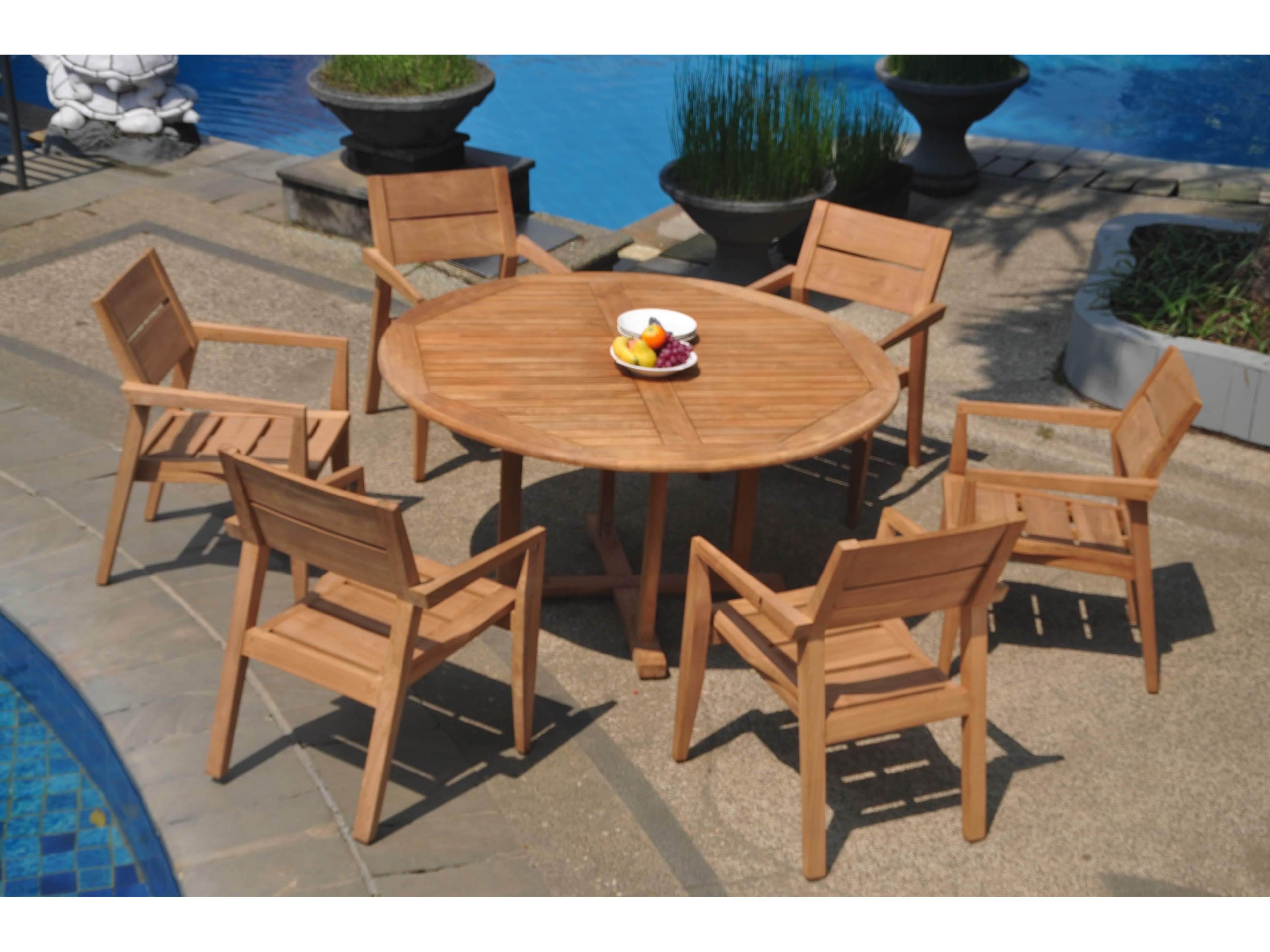 Teak Smith 7 Pieces 60" Round Dining  Set