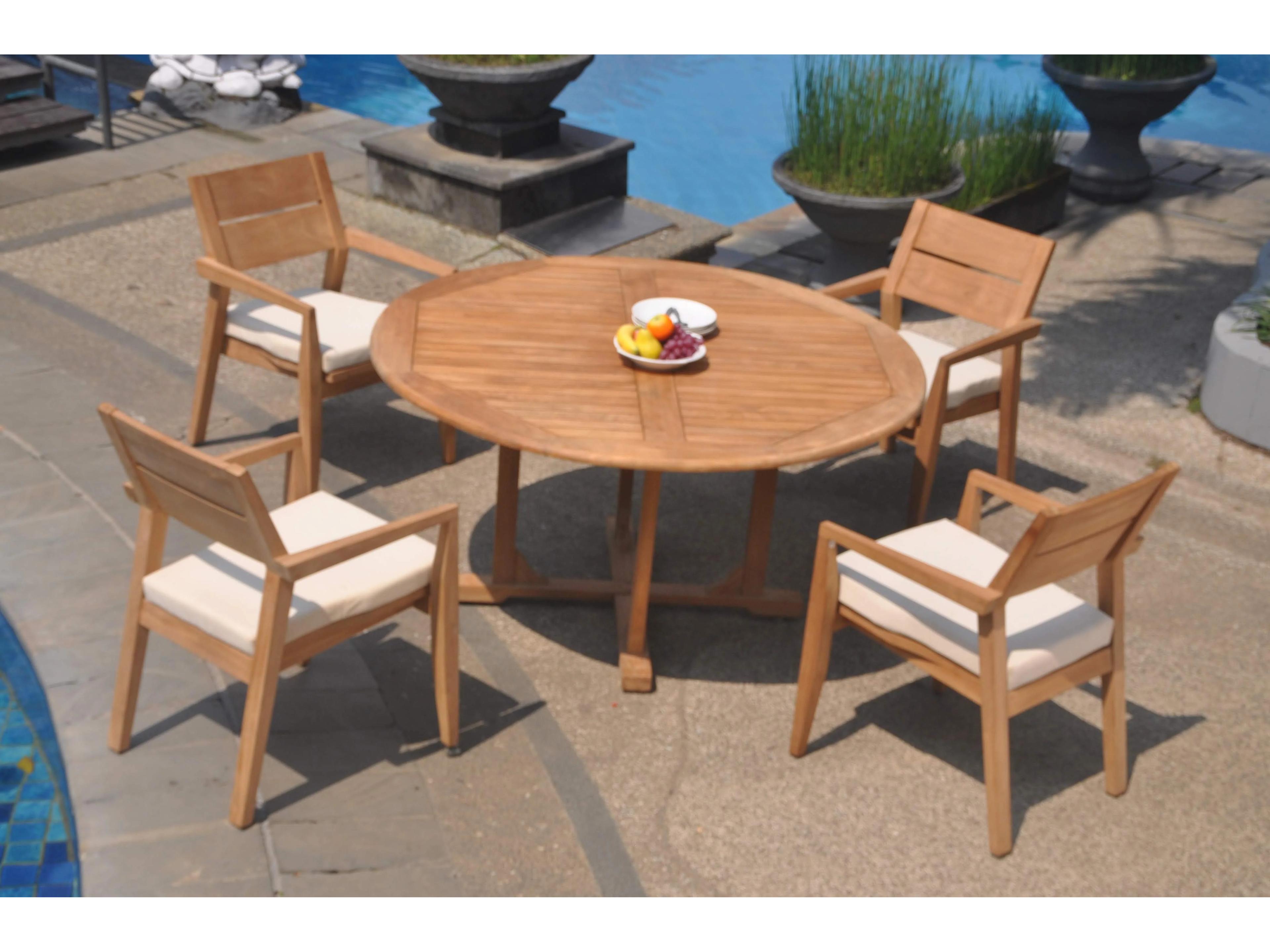 Teak Smith 5 Pieces 60" Round Dining  Set