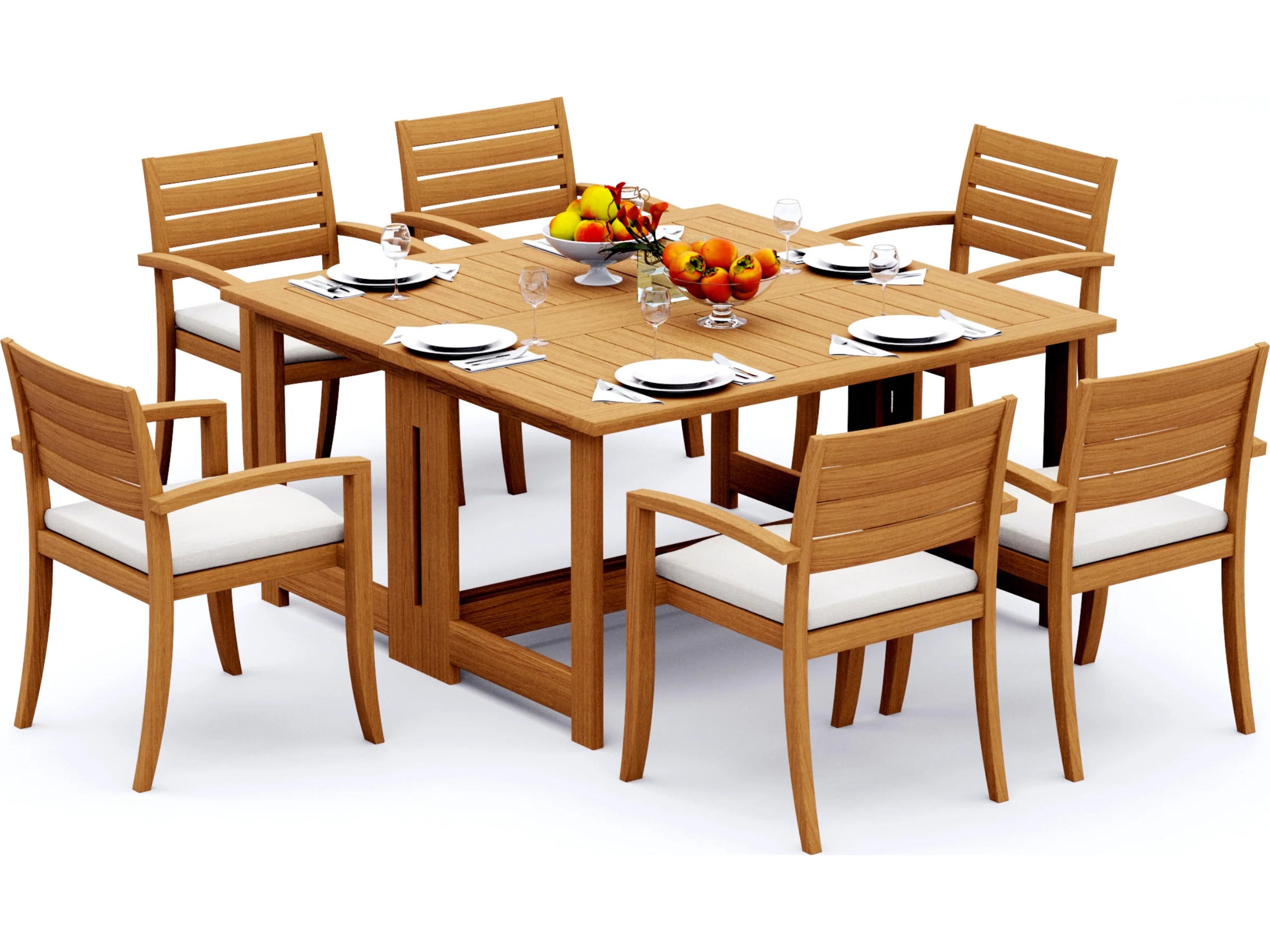 Teak Smith 7 Pieces 60" Square Butterfly Dining Set