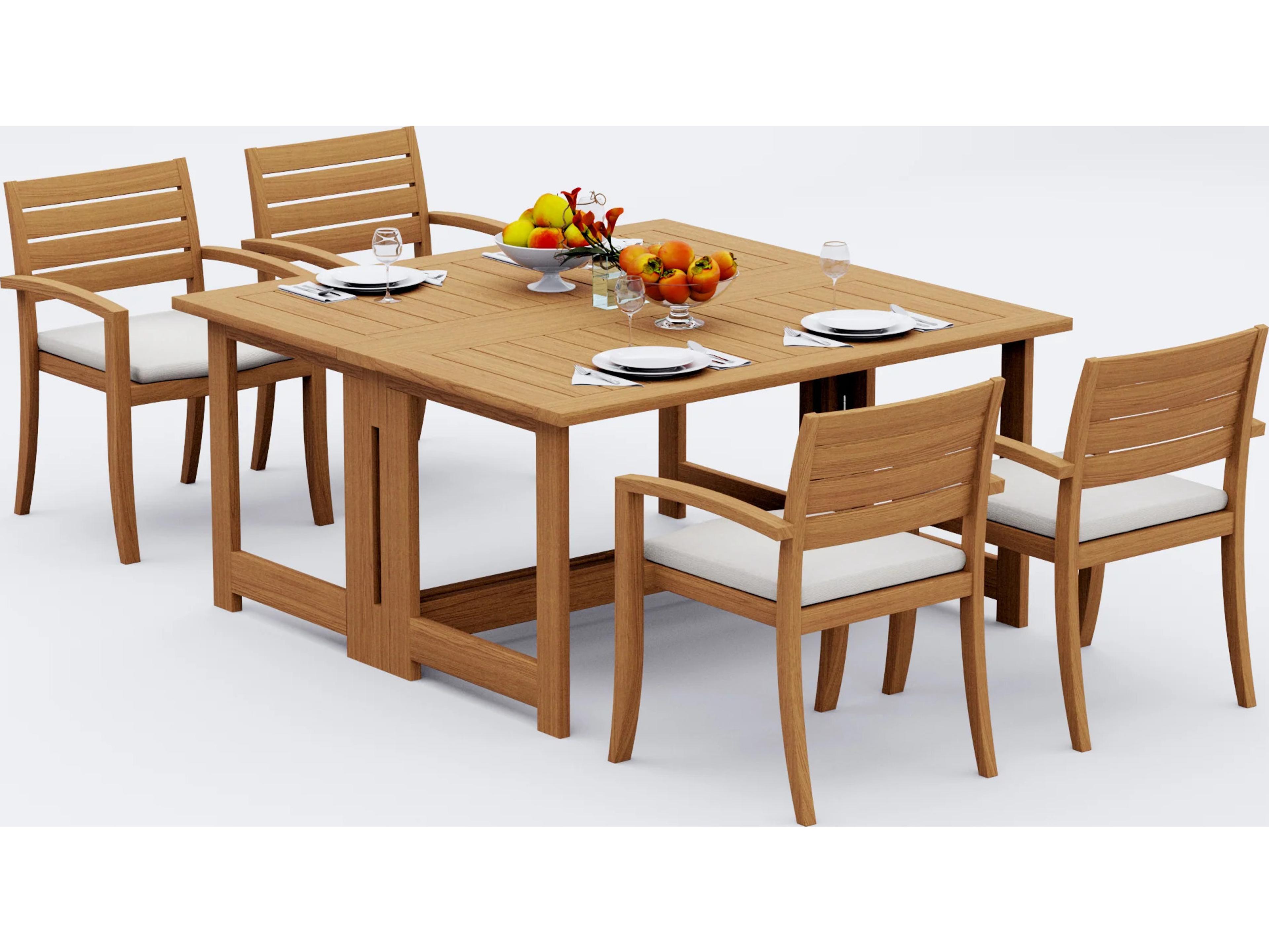 Teak Smith 5 Pieces 60" Square Butterfly Dining Set