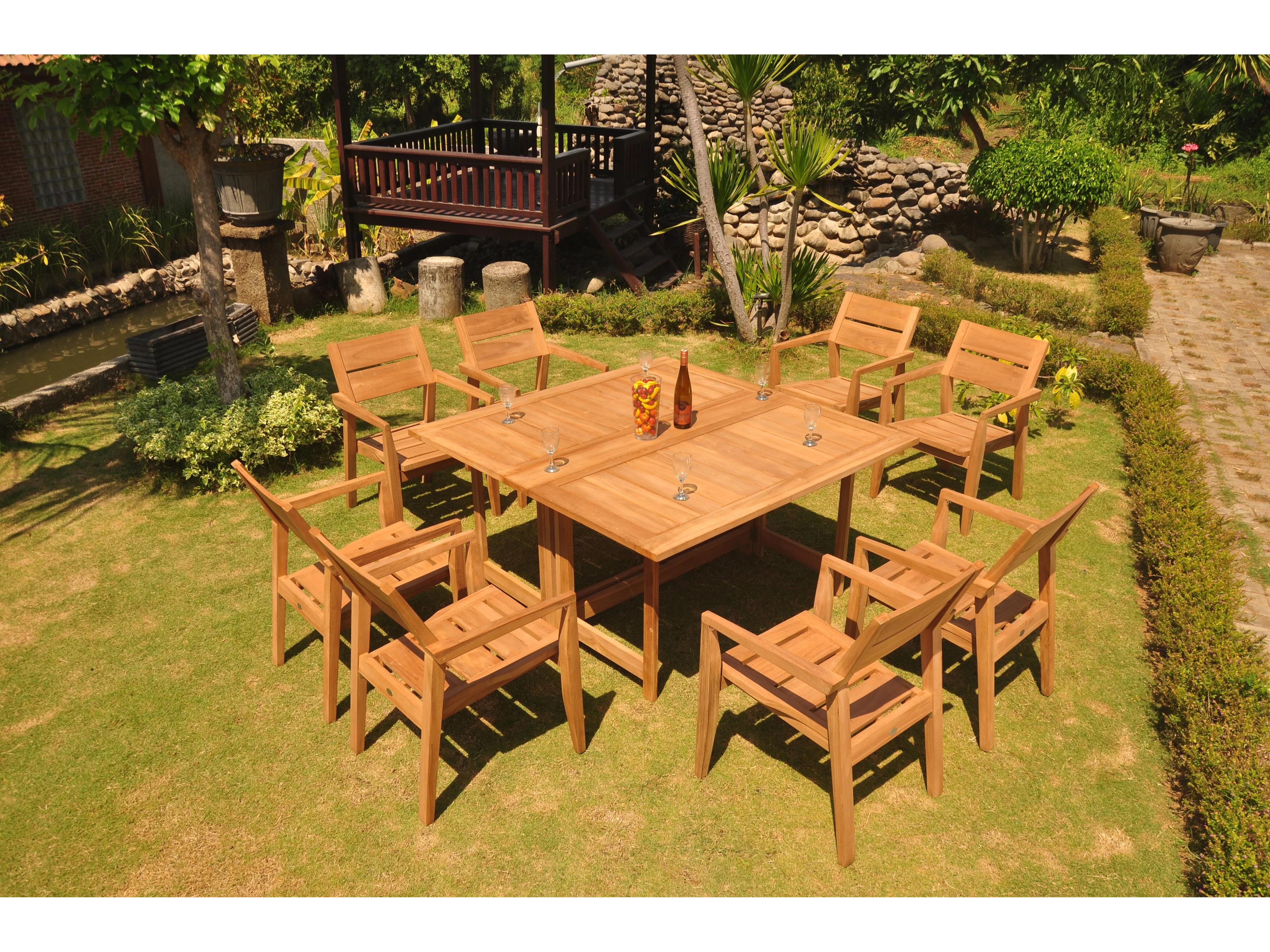 Teak Smith 9 Pieces 60" Square Butterfly Dining Set