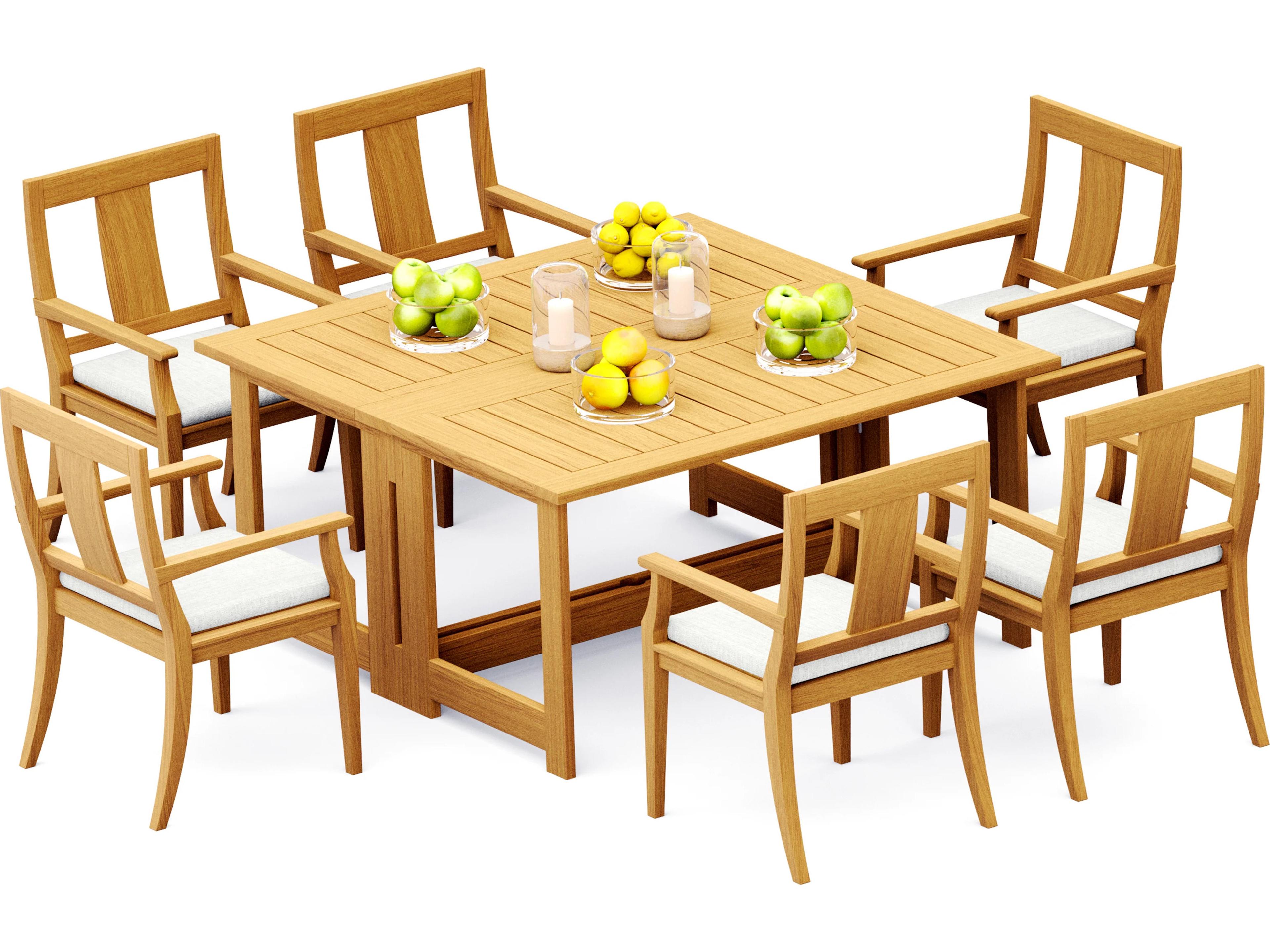 Teak Smith 7 Pieces 60" Square Butterfly Dining Set