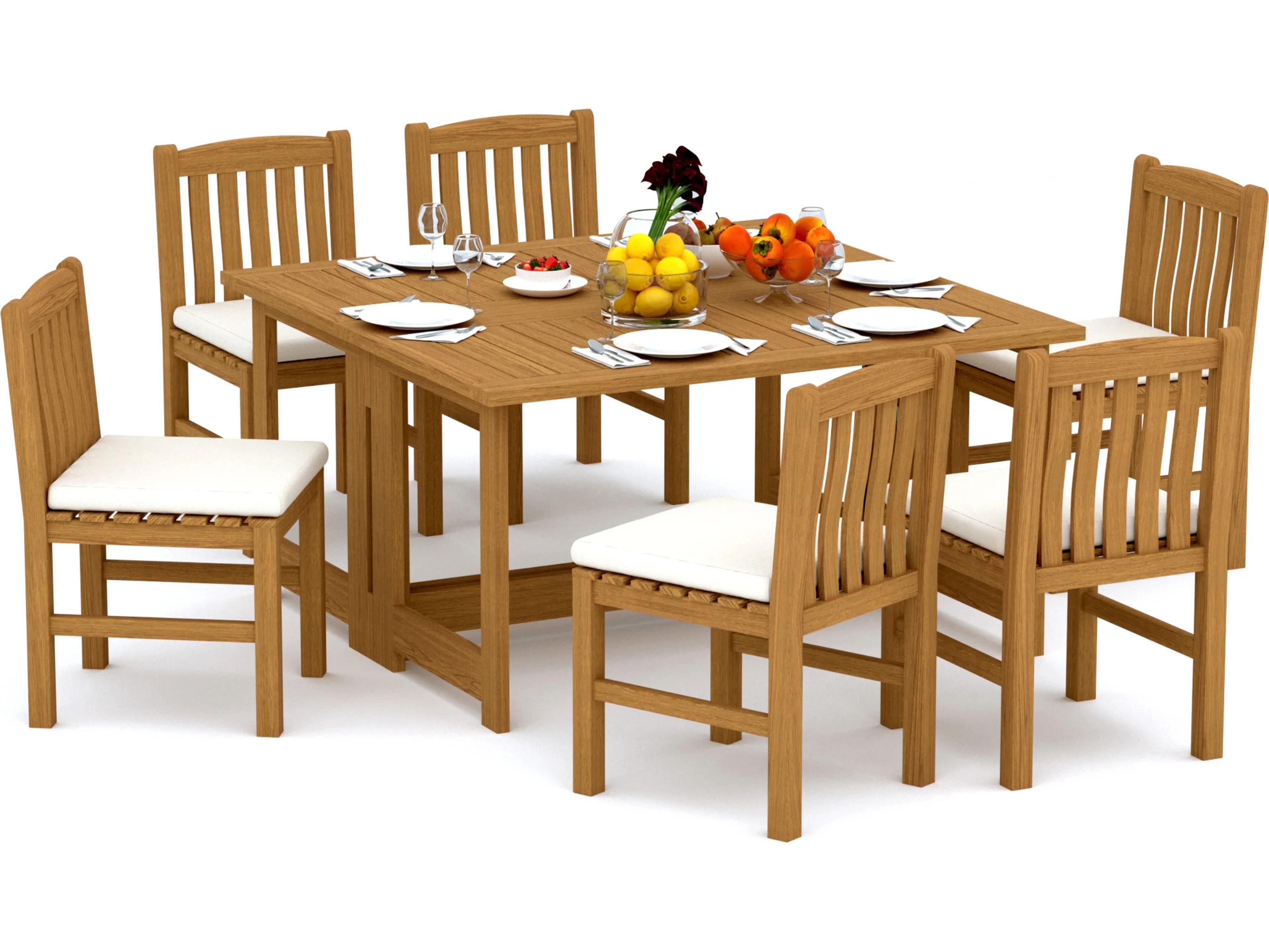 Teak Smith 7 Pieces 60" Square Butterfly Dining Set