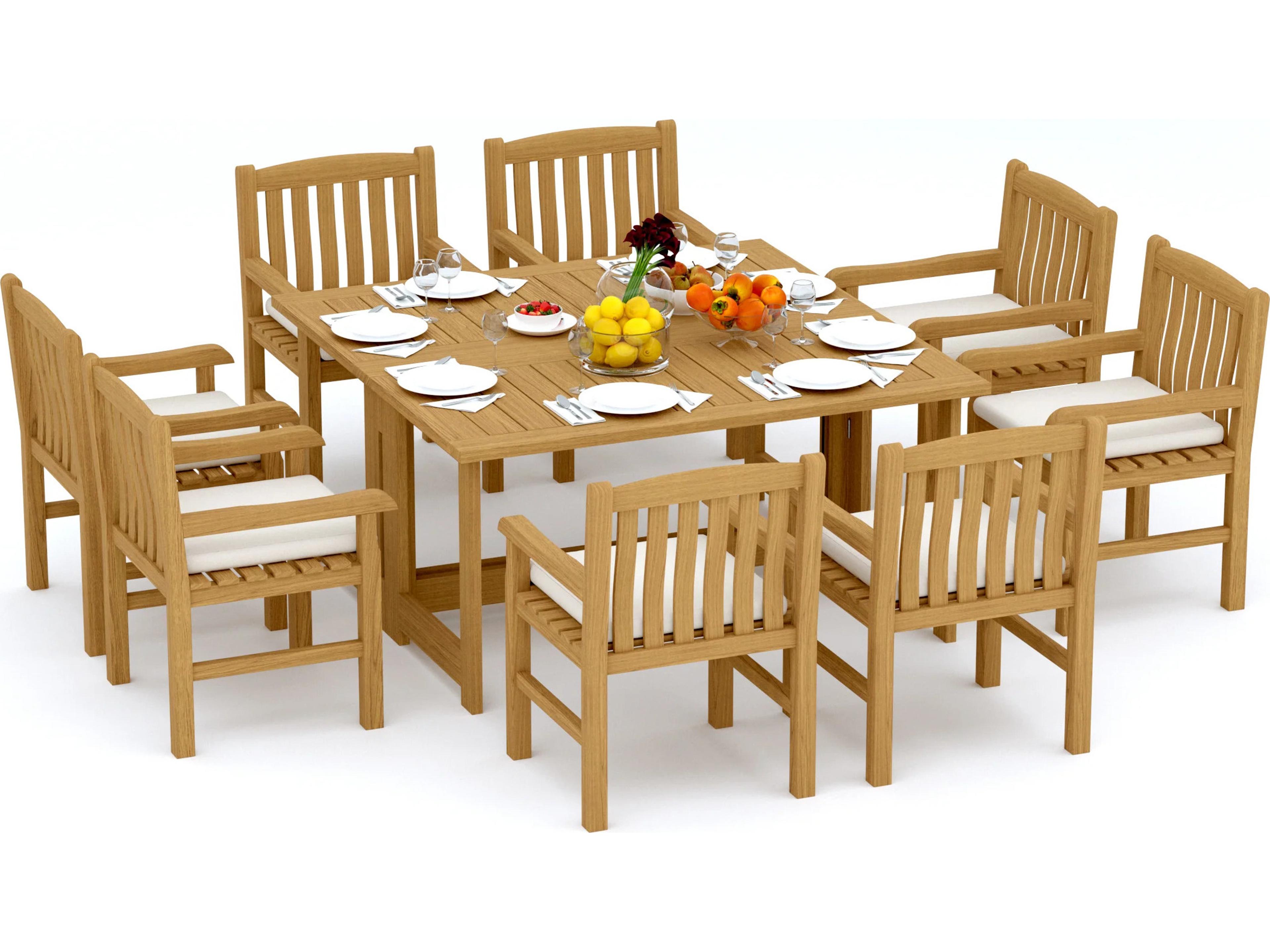 Teak Smith 9 Pieces 60" Square Butterfly Dining Set