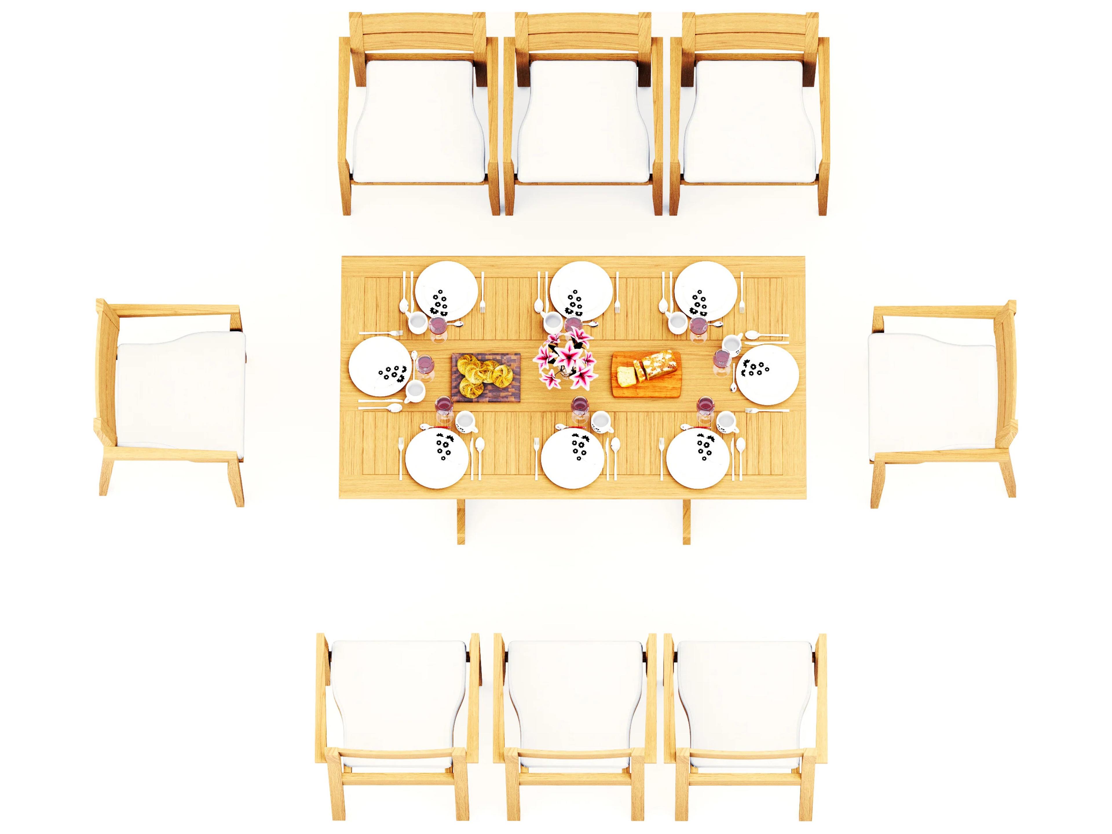 Teak Smith 9 Pieces Warwick 69" Rectangular Dining Set