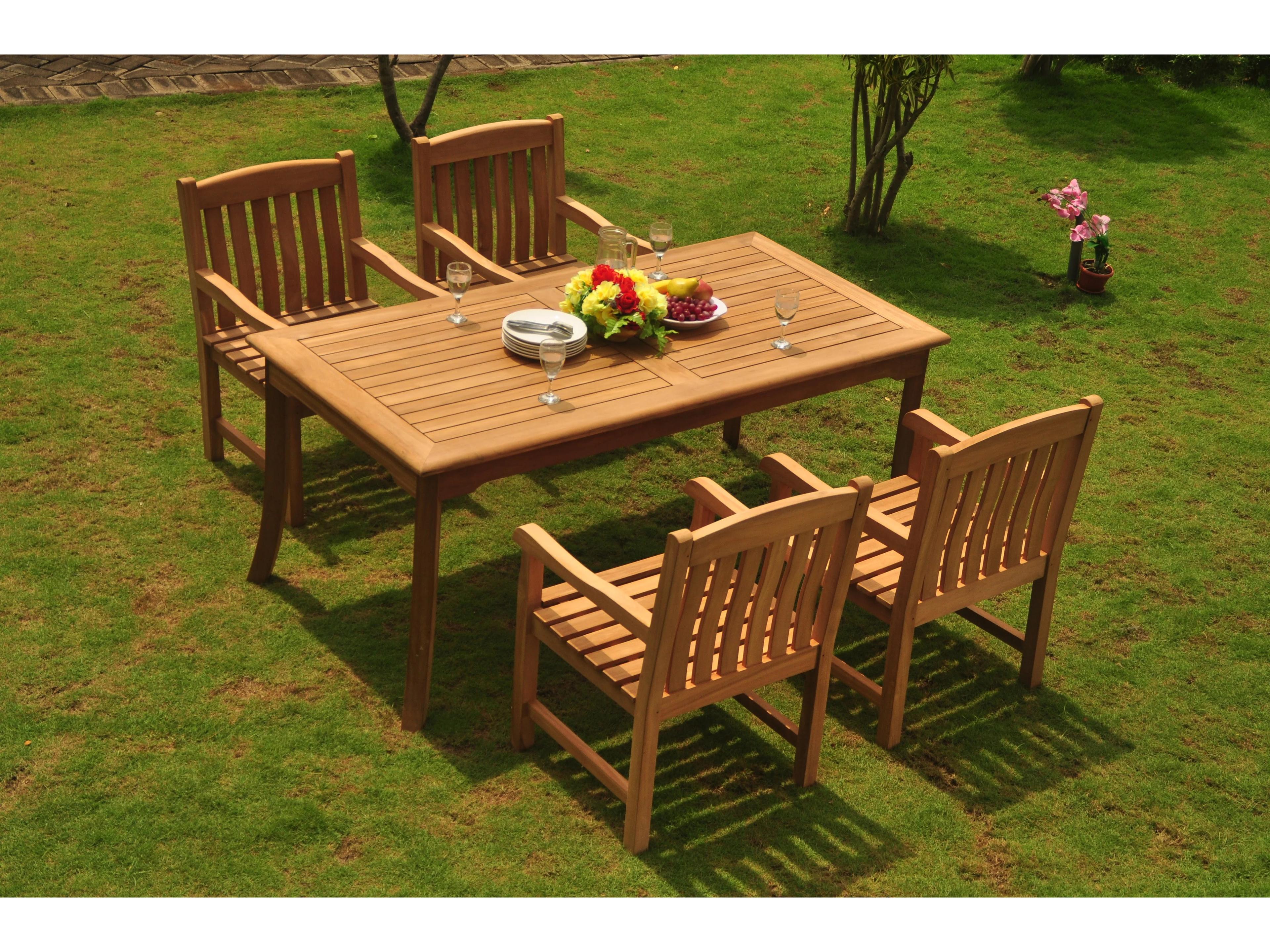 Teak Smith 5 Pieces 71" Rectangular Dining Set