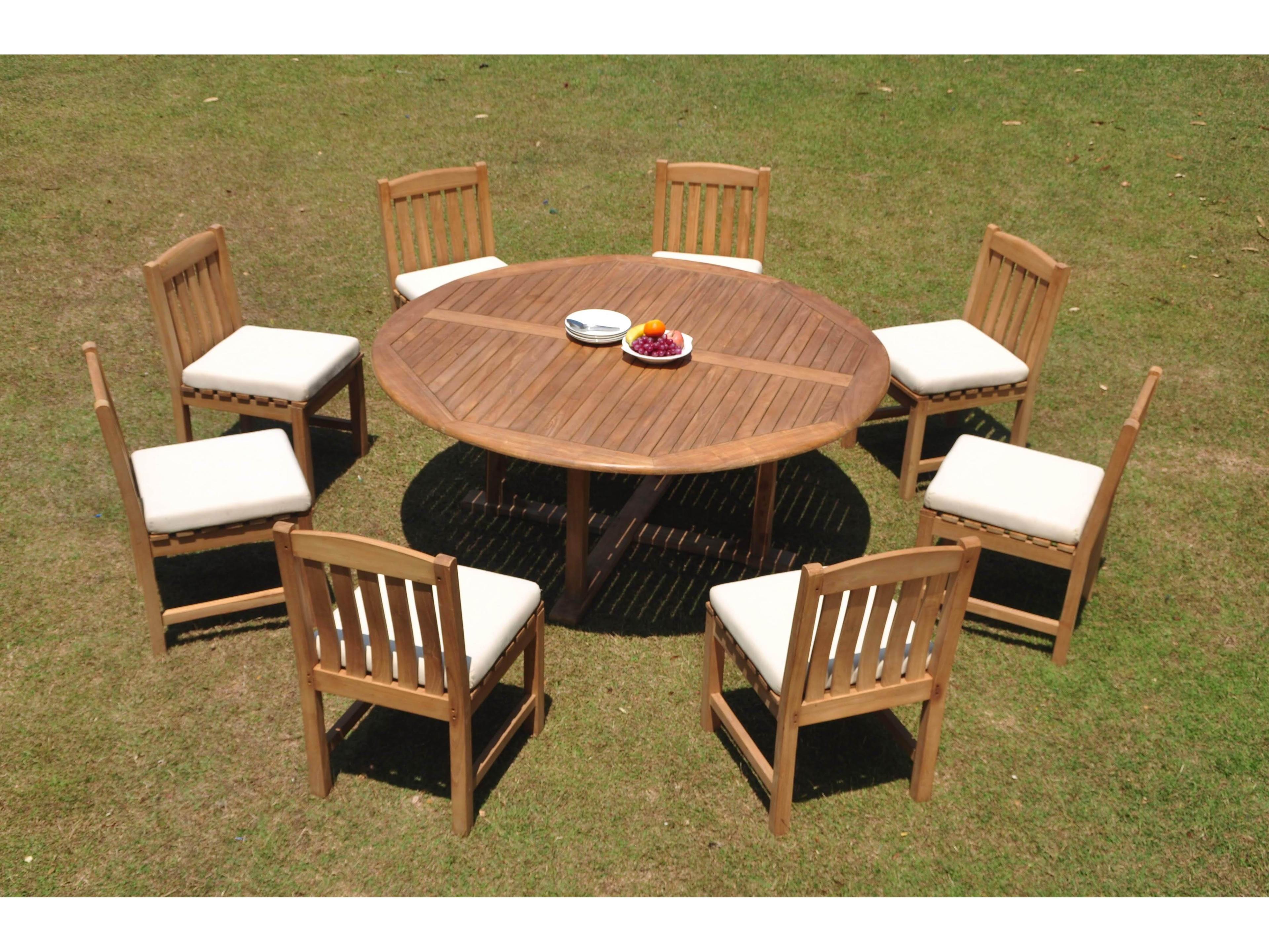 Teak Smith 9 Piece 72" Round Dining Set