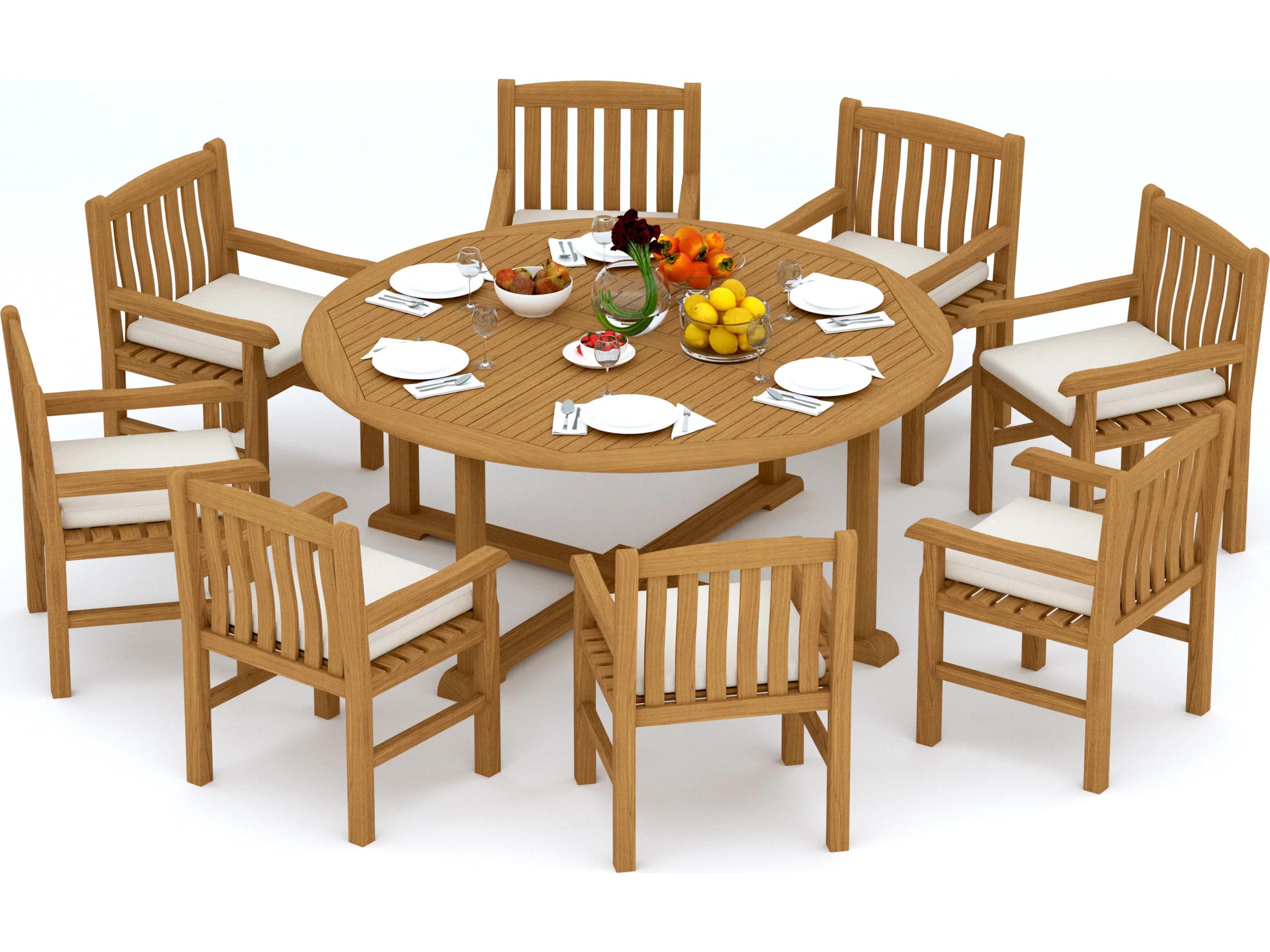 Teak Smith 9 Piece 72" Round Dining Set