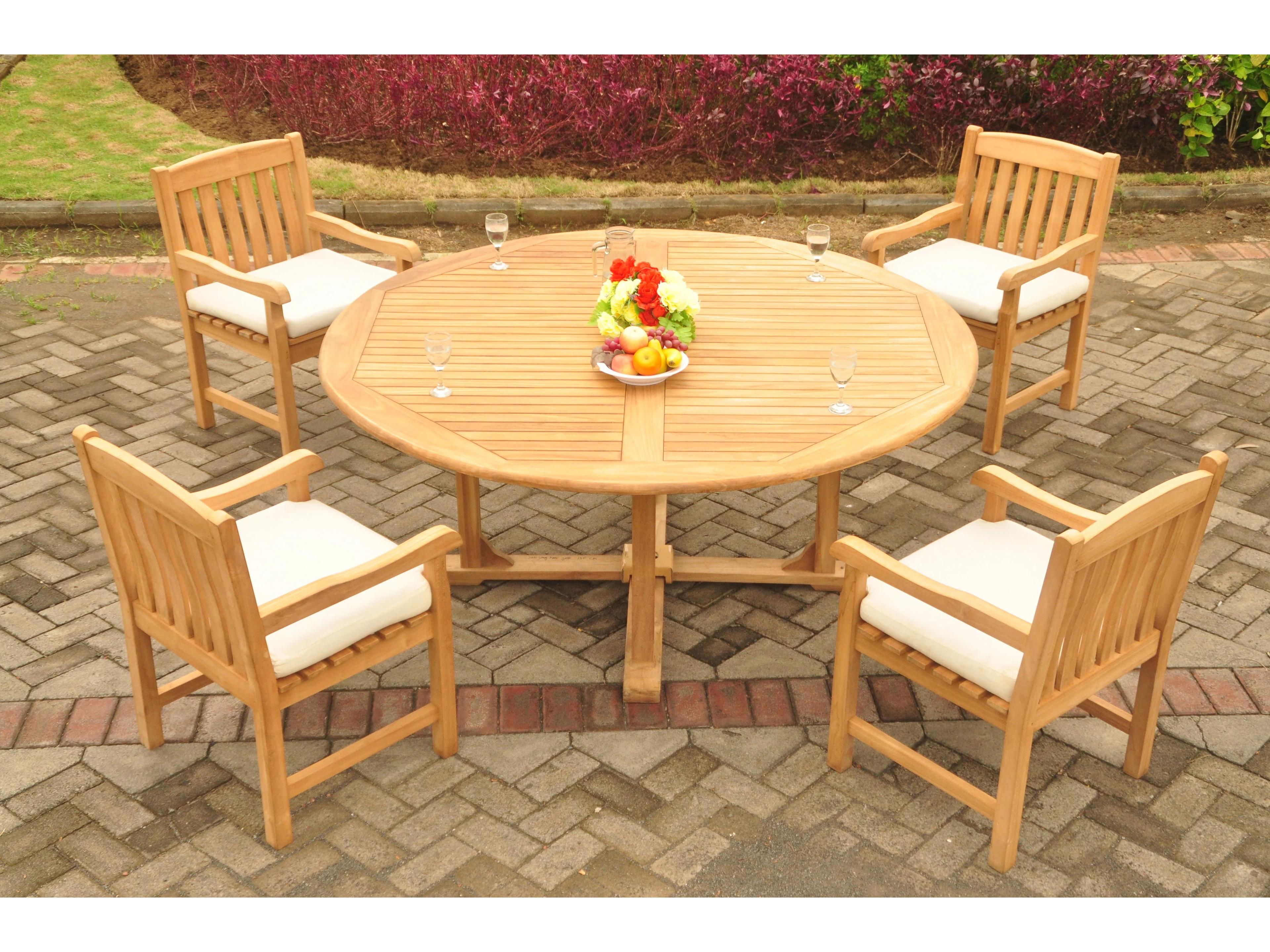 Teak Smith 5 Piece 72" Round Dining Set