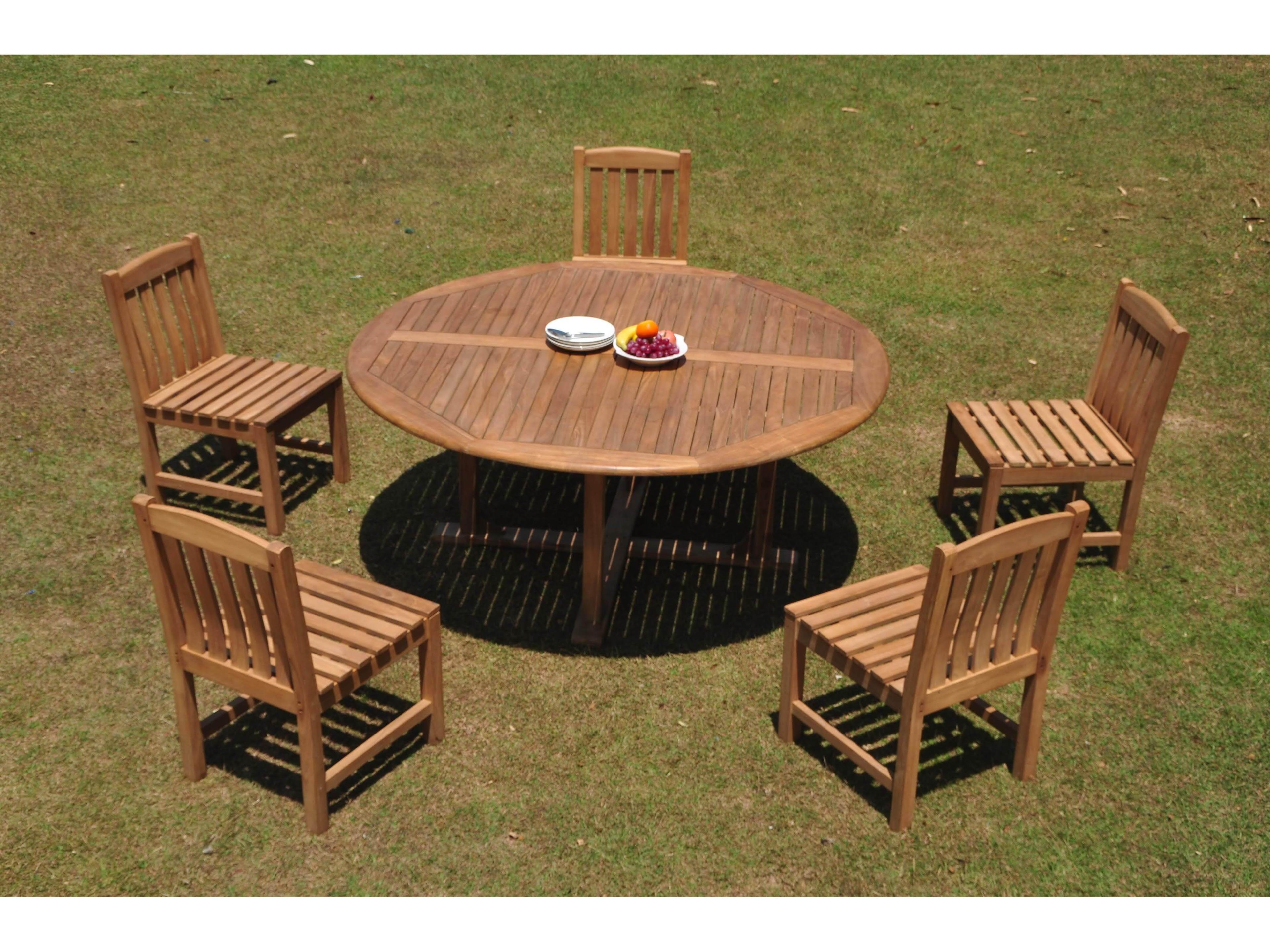 Teak Smith 6 Piece 72" Round Dining Set