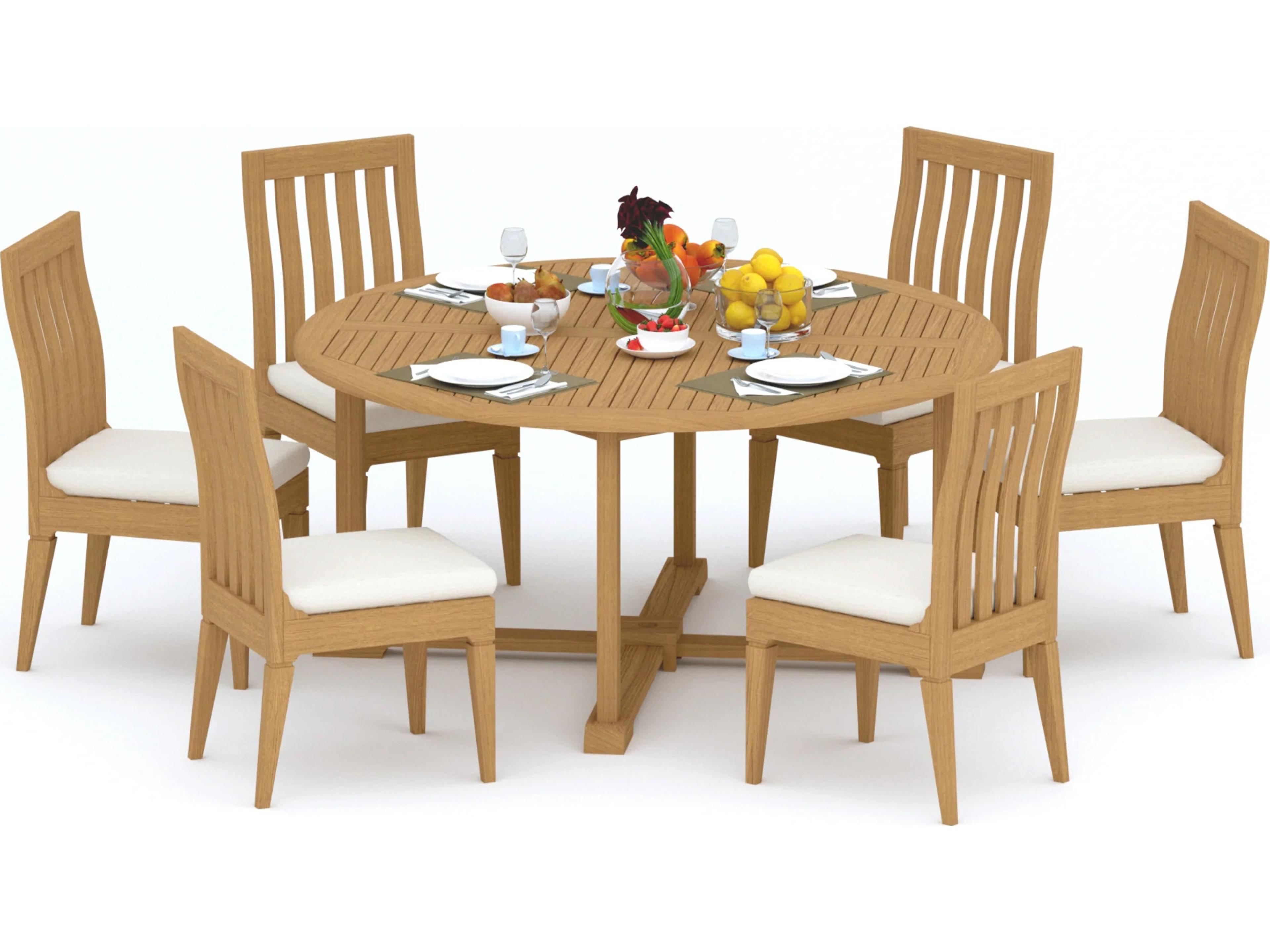 Teak Smith 7 Piece 72" Round Dining Set
