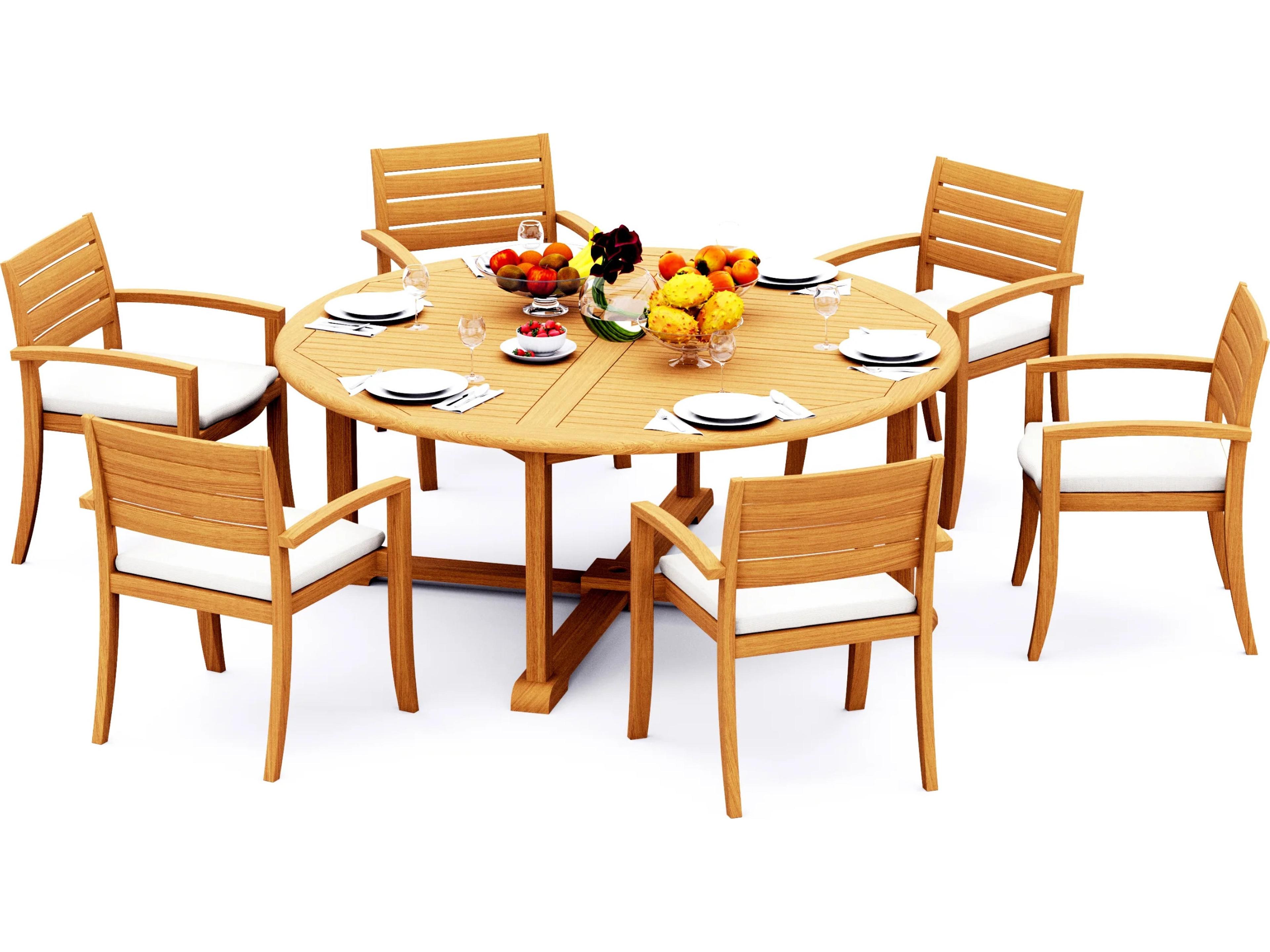 Teak Smith 7 Pieces 72" Round Dining Set
